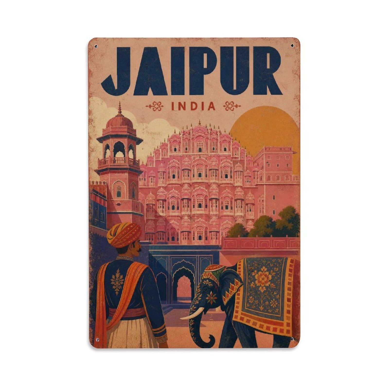 Metal Tin Sign Travel Vintage India Jaipur