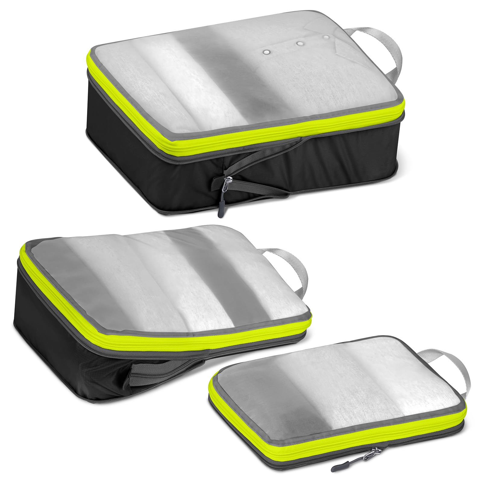 Cipway Compression Travel Packing Cubes,Mesh Design Lightweight Travel Bags Organiser for Backpack Suitcases Home Storage(Black 3pcs)