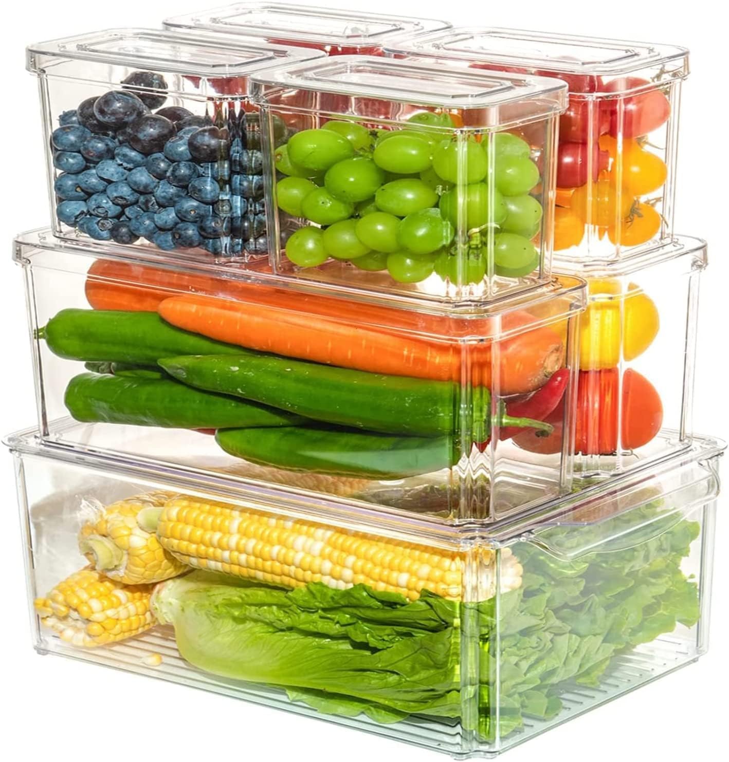 Ulrikco 7 Pack Fridge Organizer Stackable Refrigerator Organizer Bins