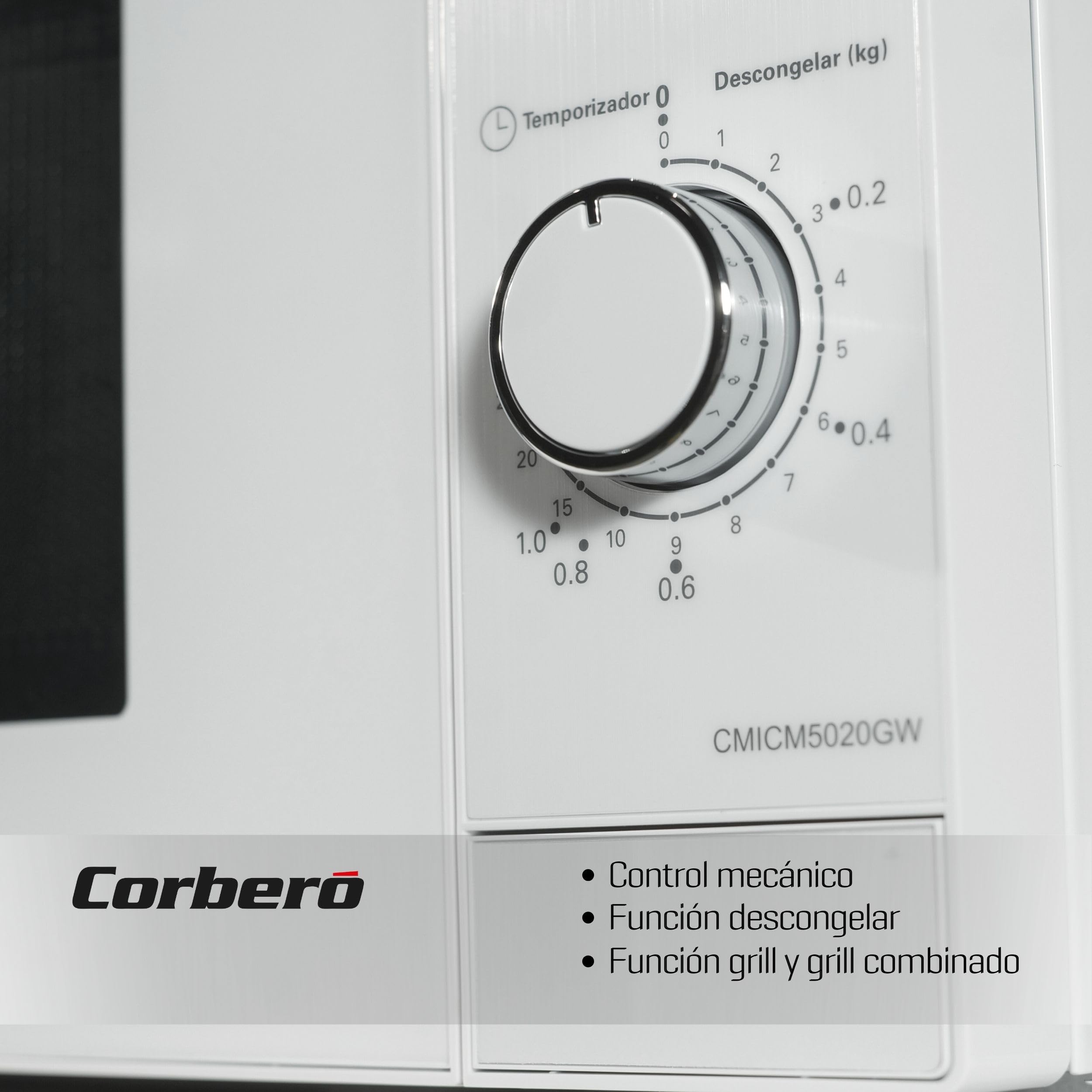 Corberó CMICM5020GW Microondas con Grill 20L 700W Blanco