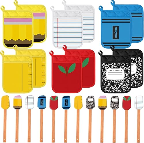 Miniatura 7 de Yaomiao Juego de 12 soportes para ollas de Navidad con espátula de silicona, asas de madera, soportes para ollas para utensilios de cocina