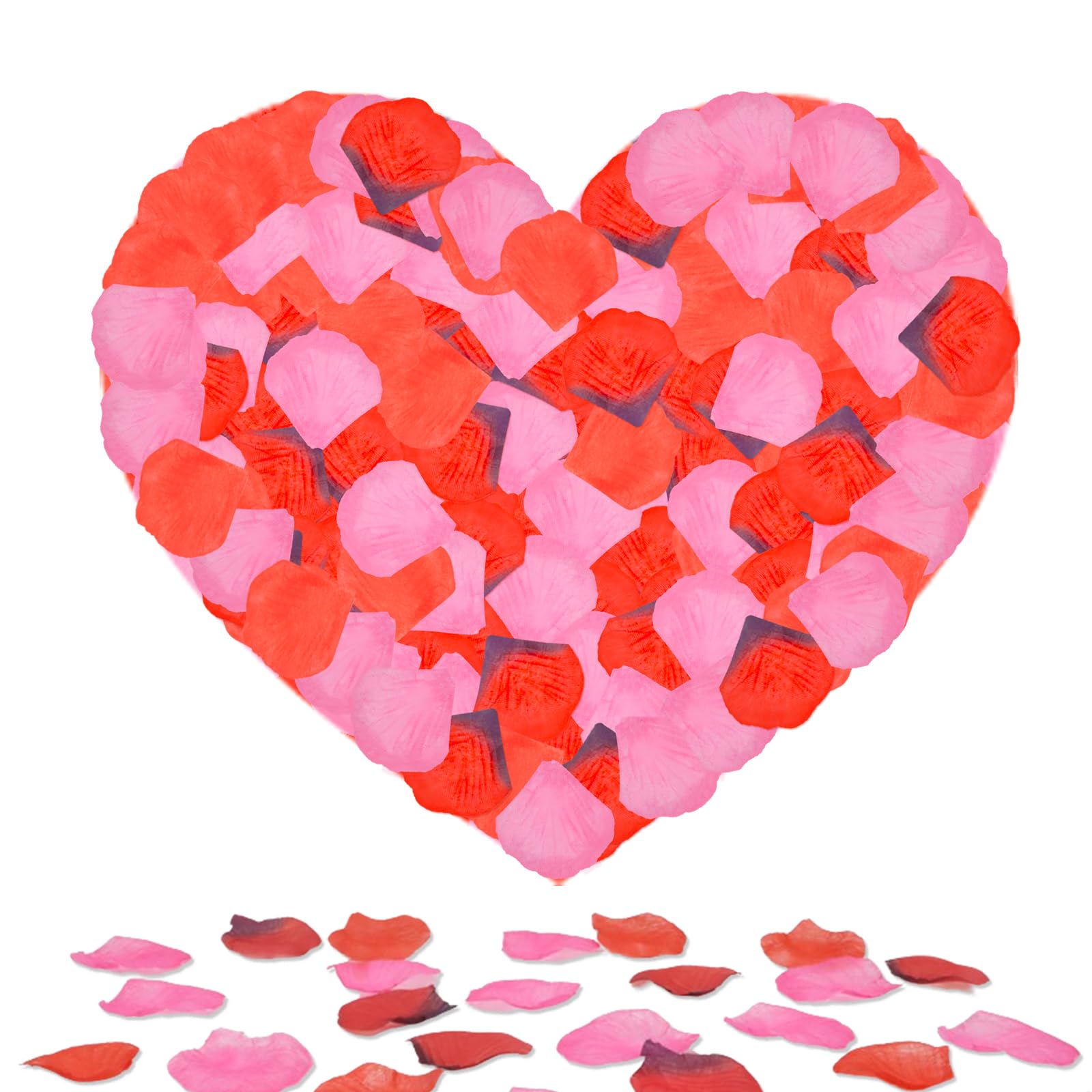 Keepsweat Girls Red&Pink 1200 Pcs Red Rose Petals,Rose Petals Decoration Flower Petals Artificial Silk Rose Petals For Romantic Night For Her Set Wedding Party Fake Flower Petals(Red,Rose Red,Dark Red)