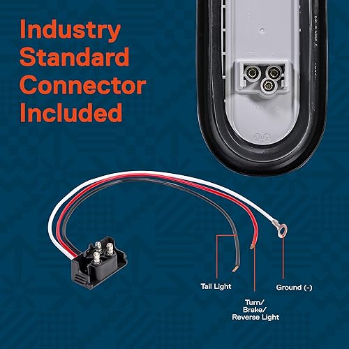 Miniatura 2 de Luz trasera LED ovalada roja para remolque de 6 pulgadas DOT FMVSS 108 SAE S2TSI6P2 Ojales y enchufe incluidos IP67 resistente al agua Stop Turn