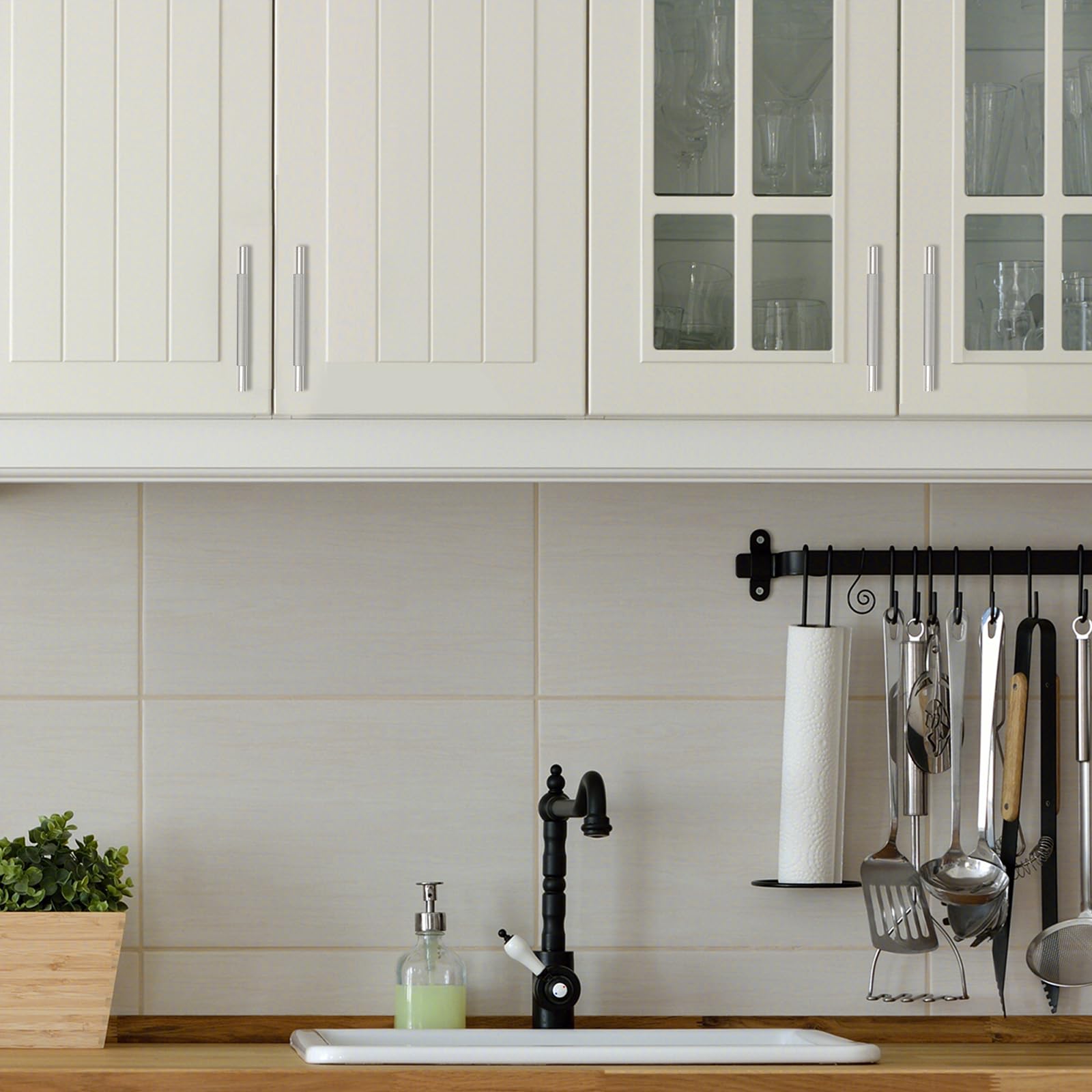 10 unidades de 128 mm, níquel satinado cepillado, manijas para gabinete de cocina, tiradores de cabina de cocina, herramientas de cocina
