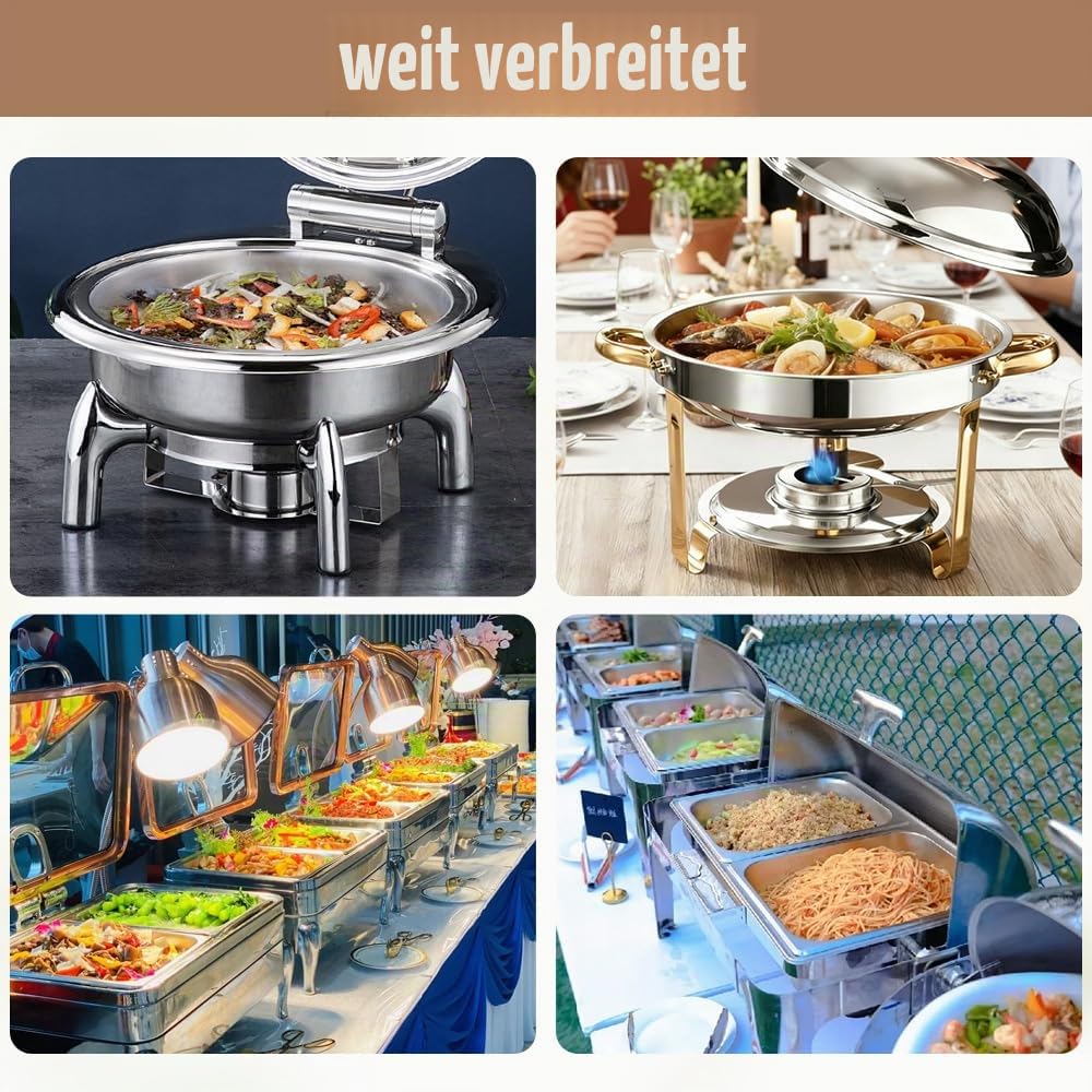 6 Stück Brennpastenbehälter mit Deckel Brennpastenbehälter Edelstahl Brennpaste Behälter Durchmesser Ø 9cm, Höhe 5 cm für Chafing Dish Brennpaste, Buffet Zubehör, Fondue
