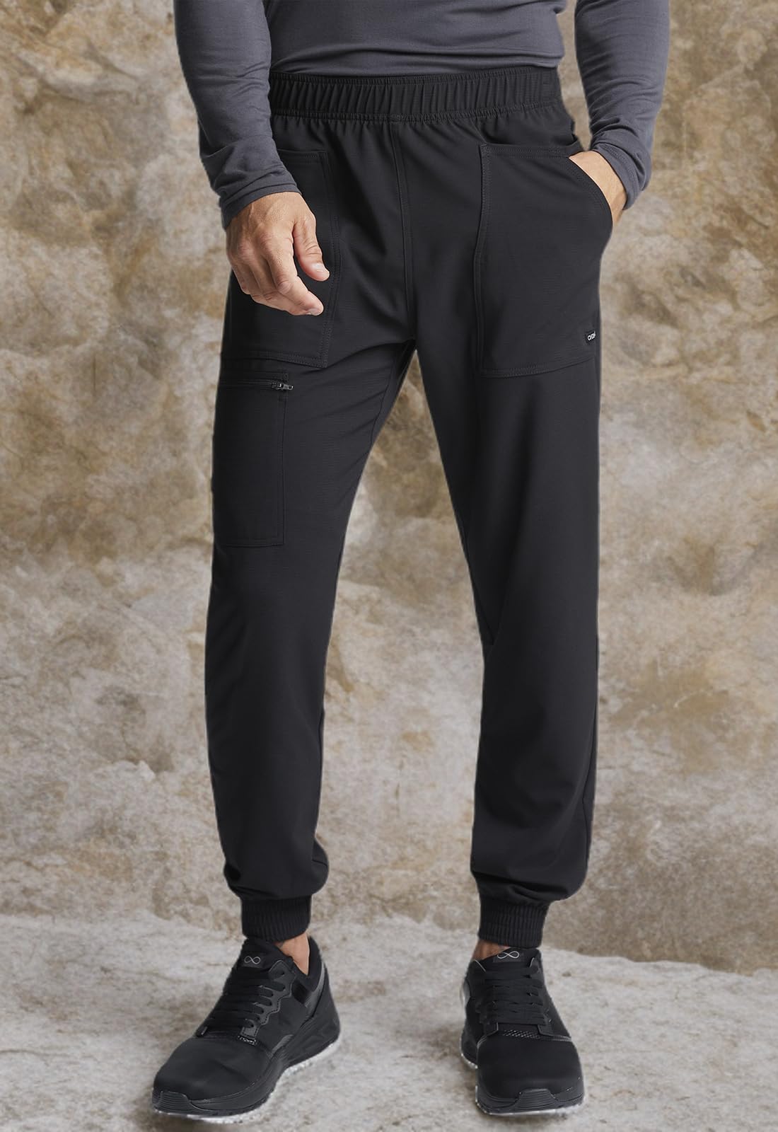 Cherokee Men Scrubs Pant Mid Rise Pull-on Jogger Plus Size CK236, 2XL, Black
