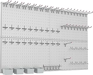 WALMANN Metal Pegboard Kit with Accessories for Wall Garage Tools Storag...