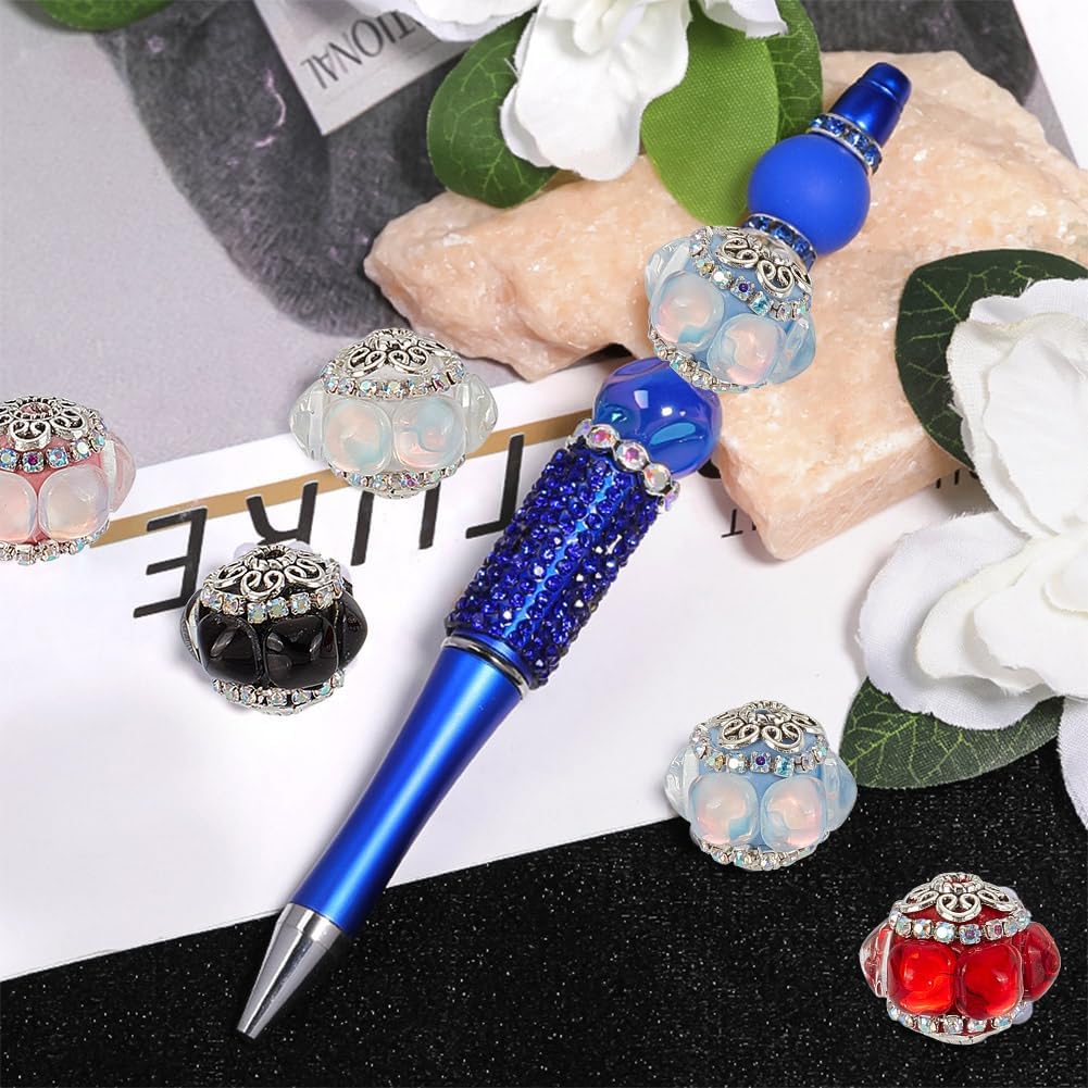 Arricraft 10Pcs 21mm Rhinestone Focal Beads for Pens, Clay With Resin 5 Colors Diamond Focals, Large Crystal for Jewelry Keychain Making - Image 5