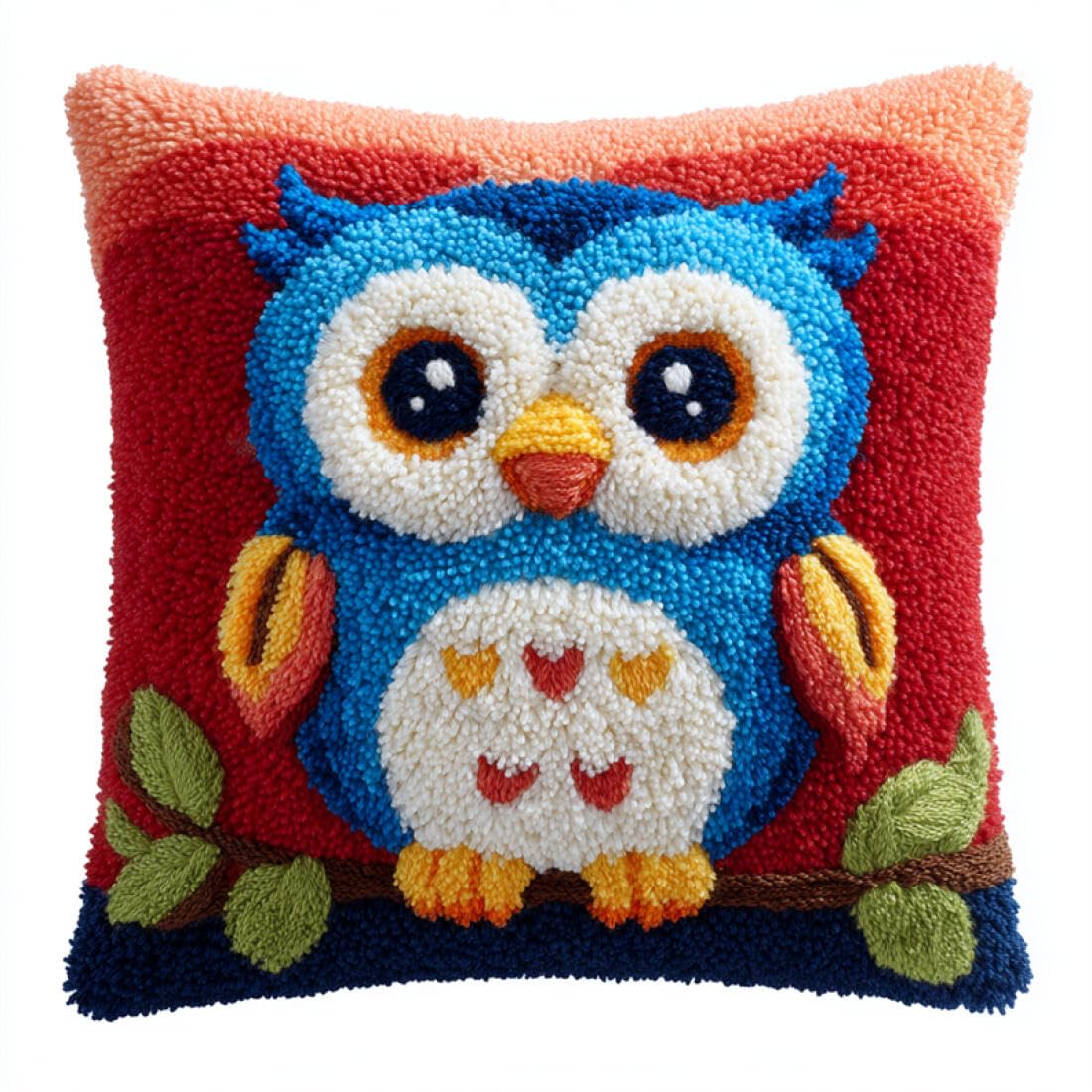 Kitquiver Animal DIY Latch Hook Kit Colorful Owl Latch Hook Kit Pillow DIY Rug Crochet Hook Cushion Making Kits with Preprinted Pattern Canvas 17x17In