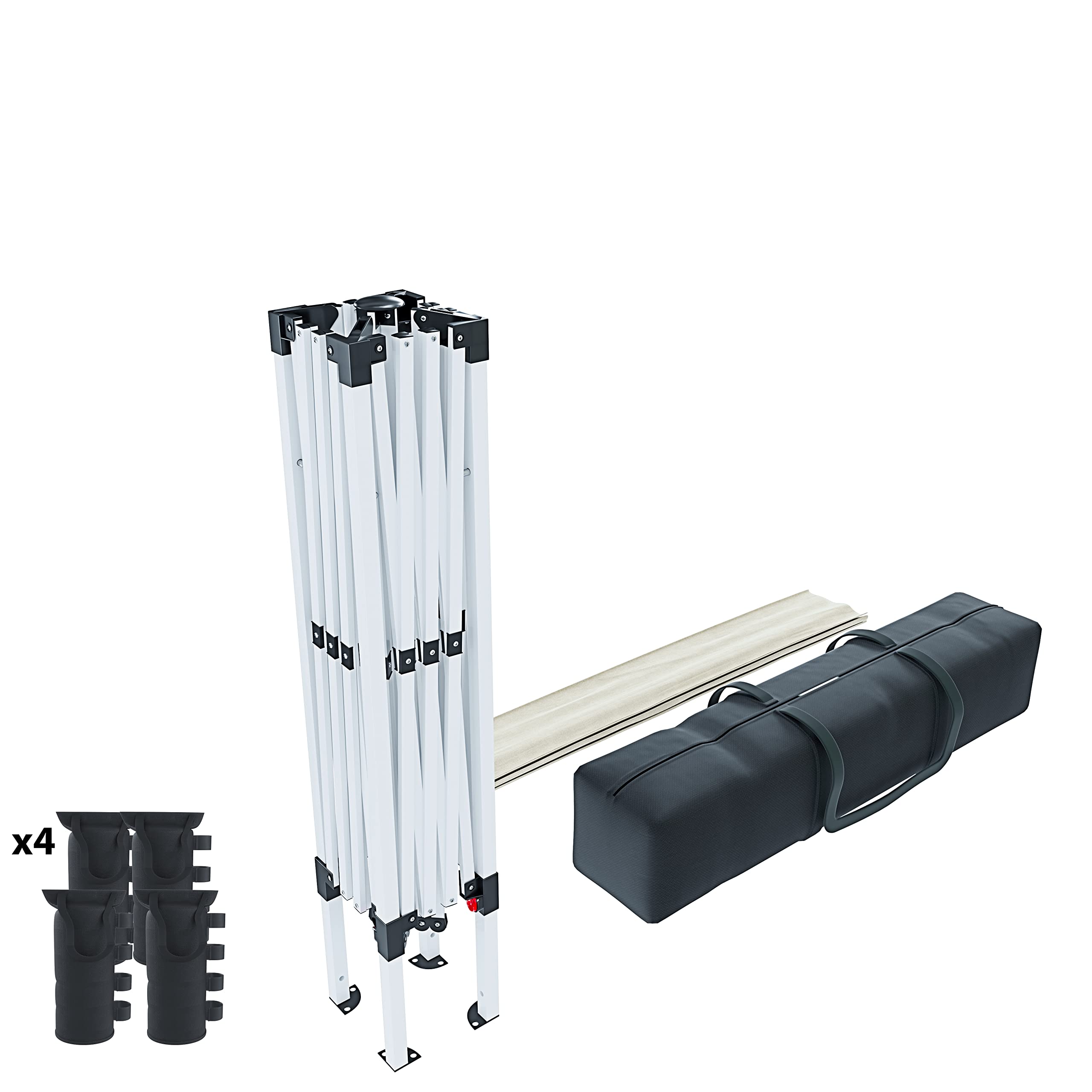 Cenador plegable de 3 x 3 m, impermeable, con 4 bolsas para pesas y bolsa de transporte. Cierre de acordeón para ferias, camping, exteriores, piscina. Estructura de acero. Cobertura de 160 g/m²