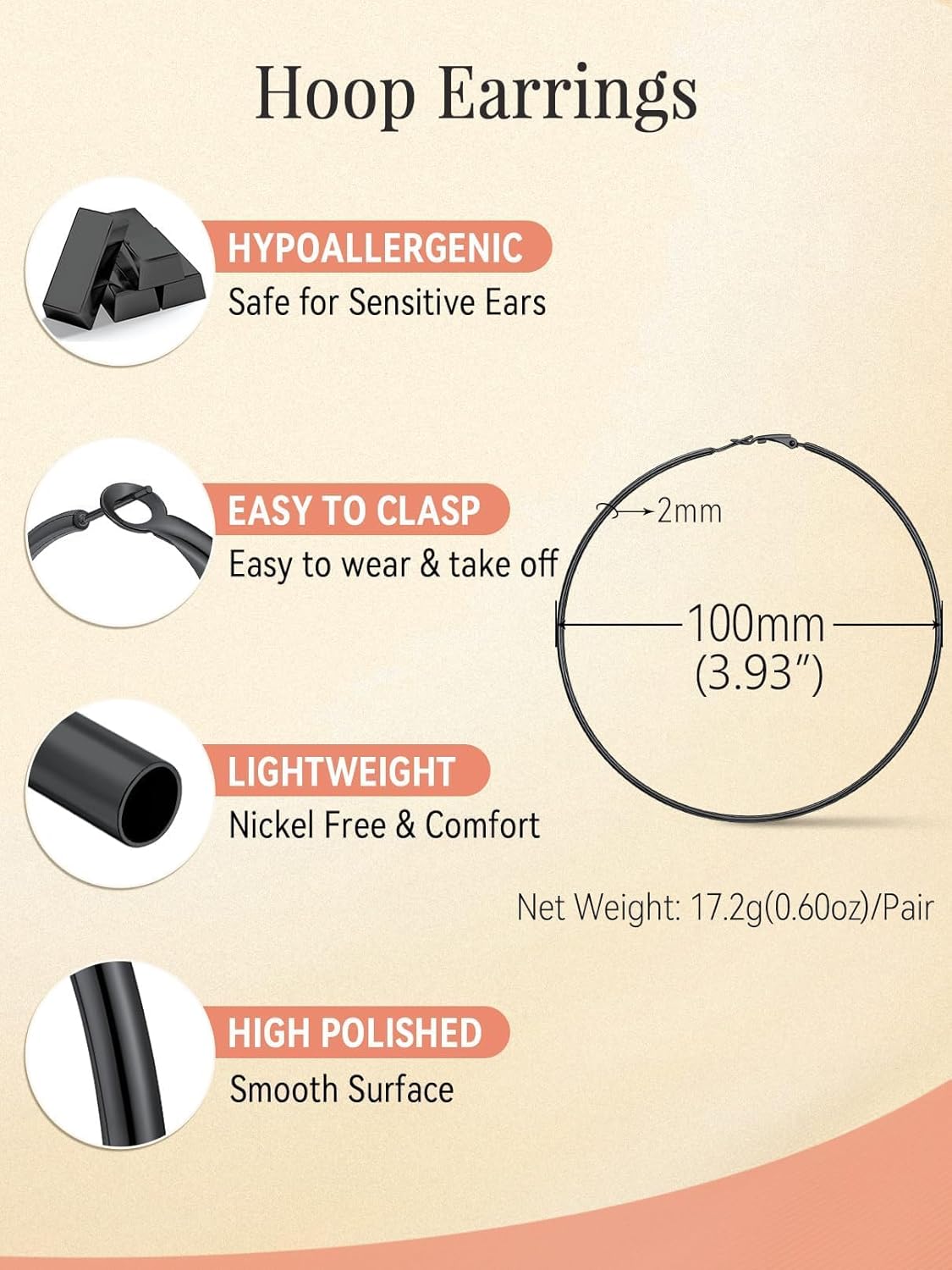 FaithHeart 2mm Thin Hoop Earrings for Women Hypoallergenic, Silver/Black/14K Gold Plated Stainless Steel Large Hoop Earrings for Women Lightweight Earring Trendy Jewelry, 20mm-100mm - Image 5