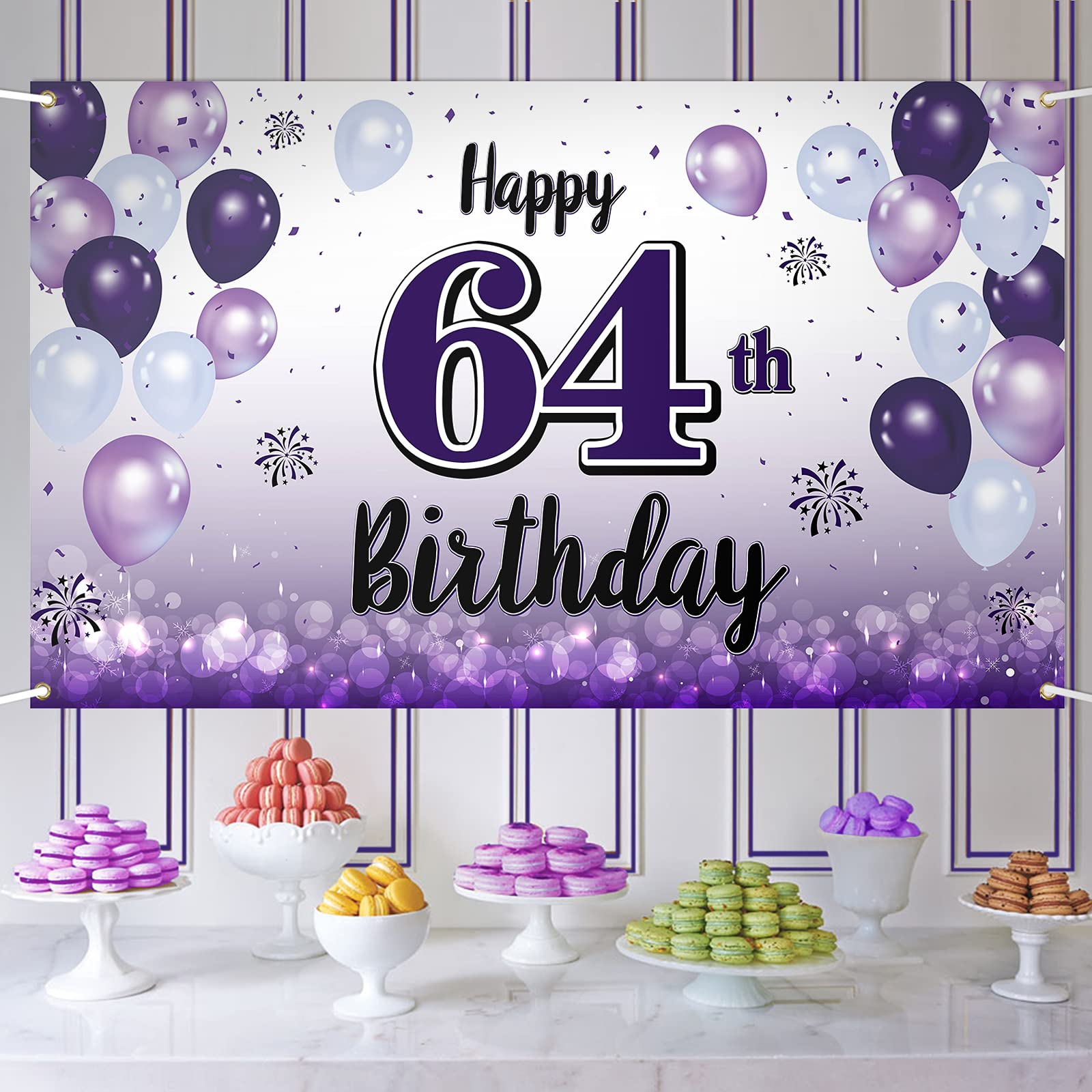 Ｔｈｅ　Ｂｉｒｔｈｄａｙ Amazon.com: LASKYER Happy 64th Birthday Decorations,64th Purple