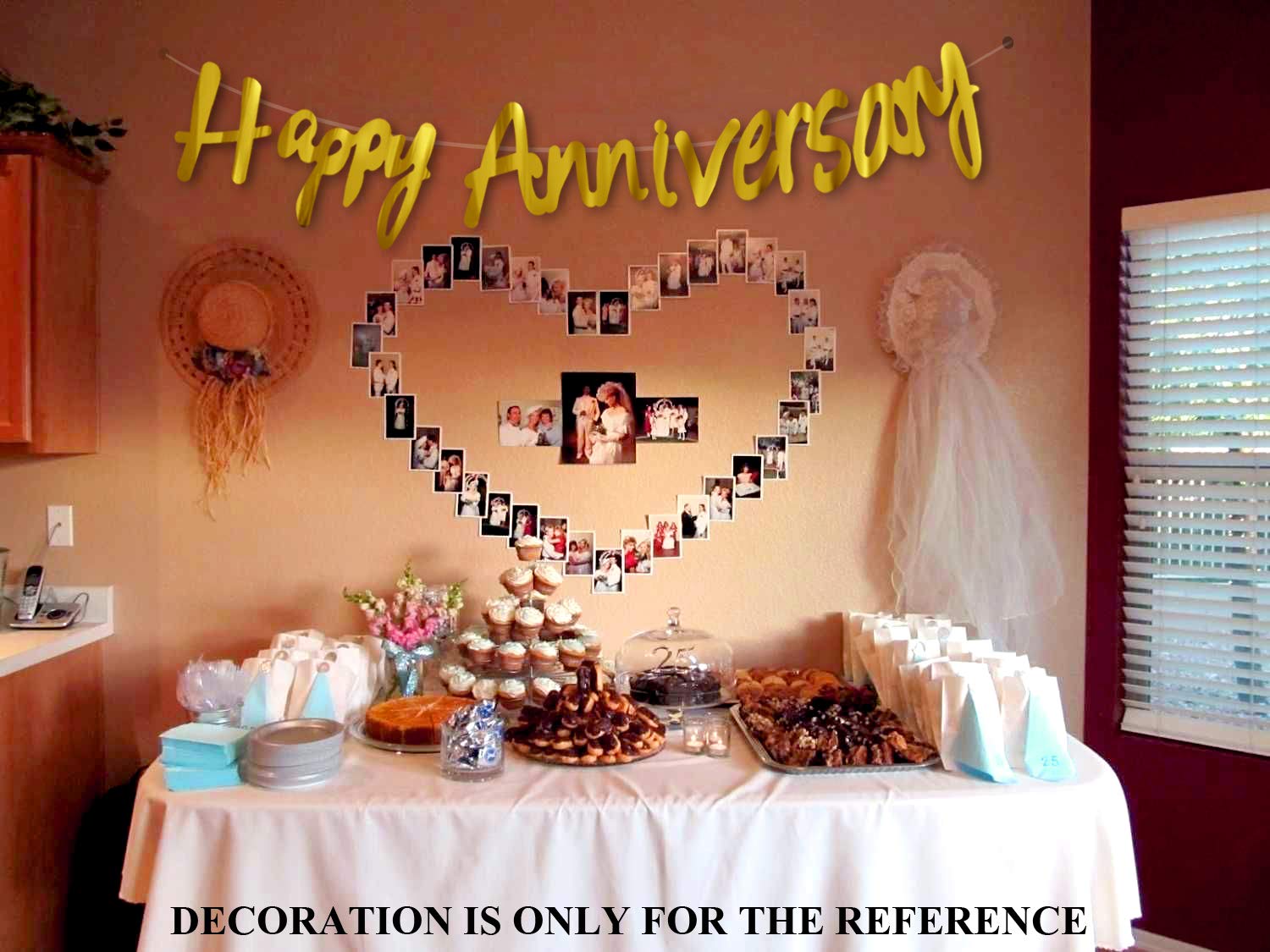 AMFIN® Happy Anniversary Golden Bunting Paper Banner Set for Home Decoration Items 1