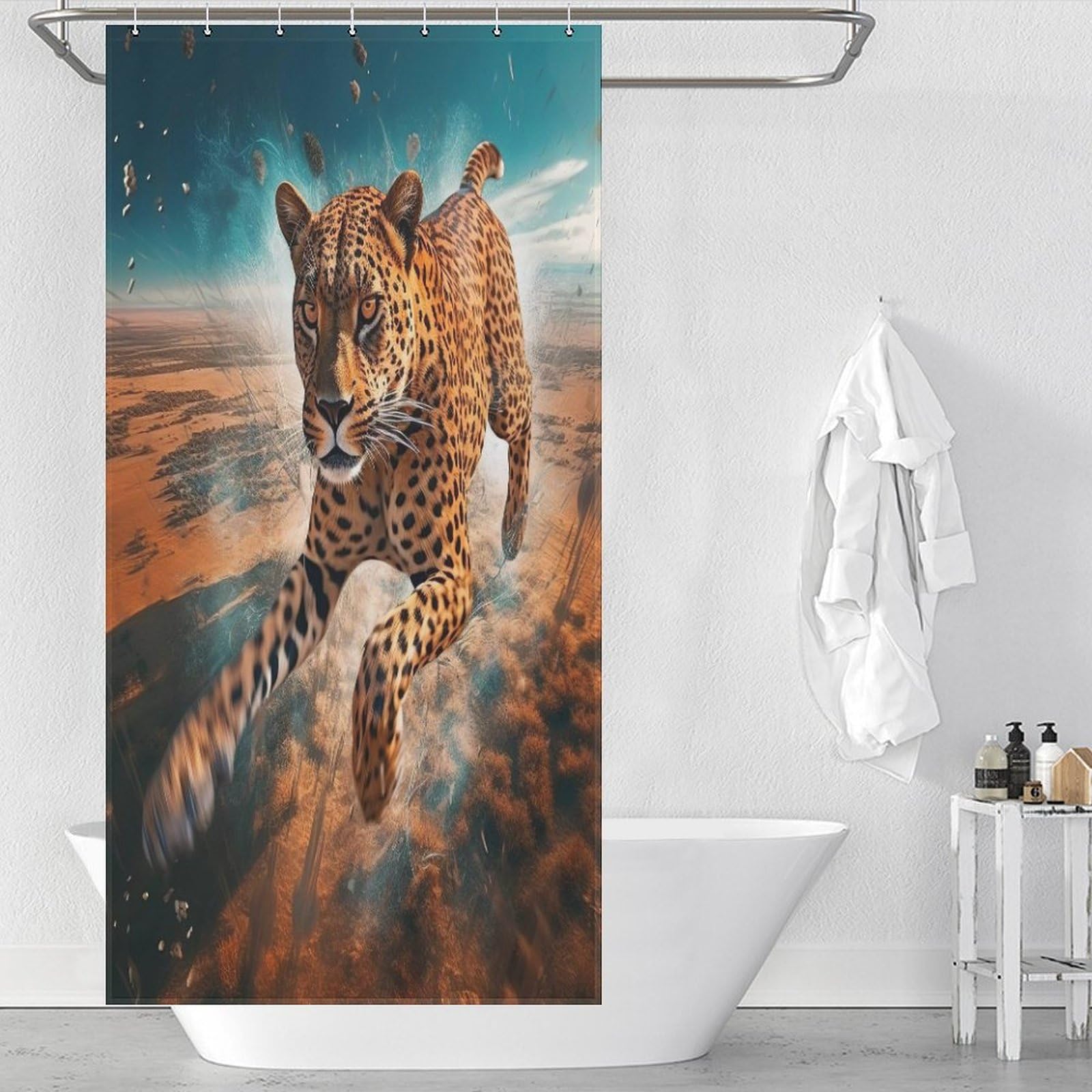 Rideau de douche léopard pour salle de bain moderne : créez une ambiance jungle élégante