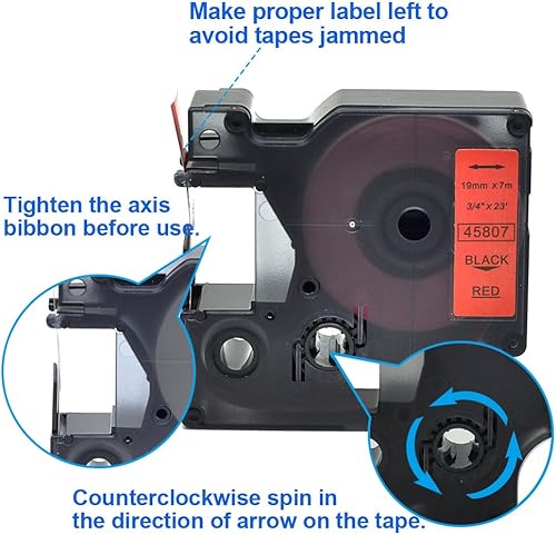 Miniatura 9 de Paquete de 2 cartuchos de etiquetado compatibles con Dymo D1 Tape 45807, negro sobre rojo, compatible con LabelManager 350D 400 500TS (34 pulgadas