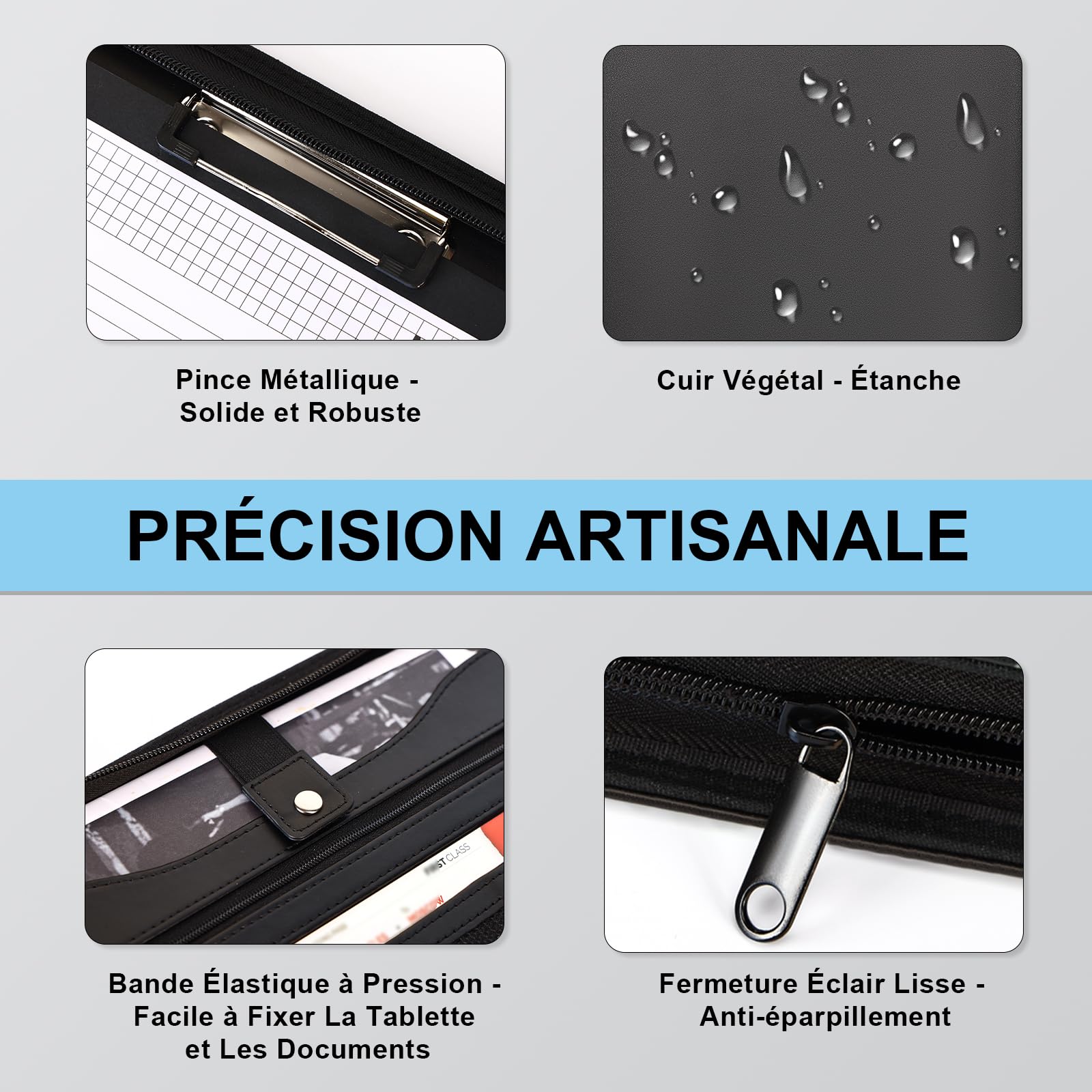 Leathario Portfolio A4 en Cuir PU, Conférencier Porte Document Pour Bureau Agenda d'affaires, Chemise de Dossier Pour Directeur