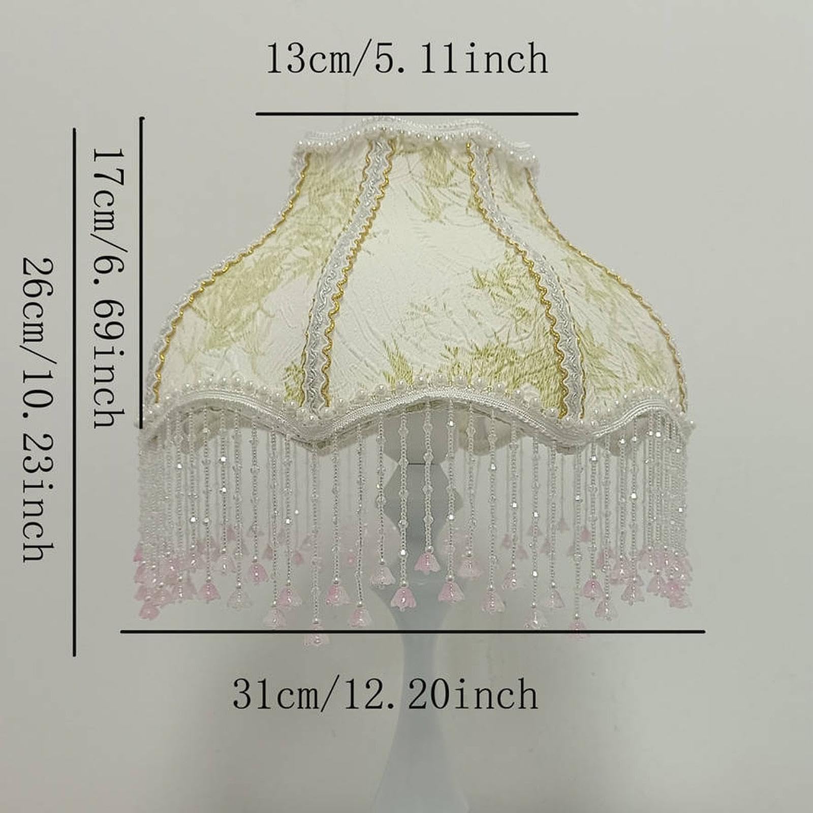MagiDeal Abat-Jour en Forme de Cloche à festons, Abat-Jour à Franges, Victorien Romantique pour Lecture dans Un Salon d'hôtel, Beige