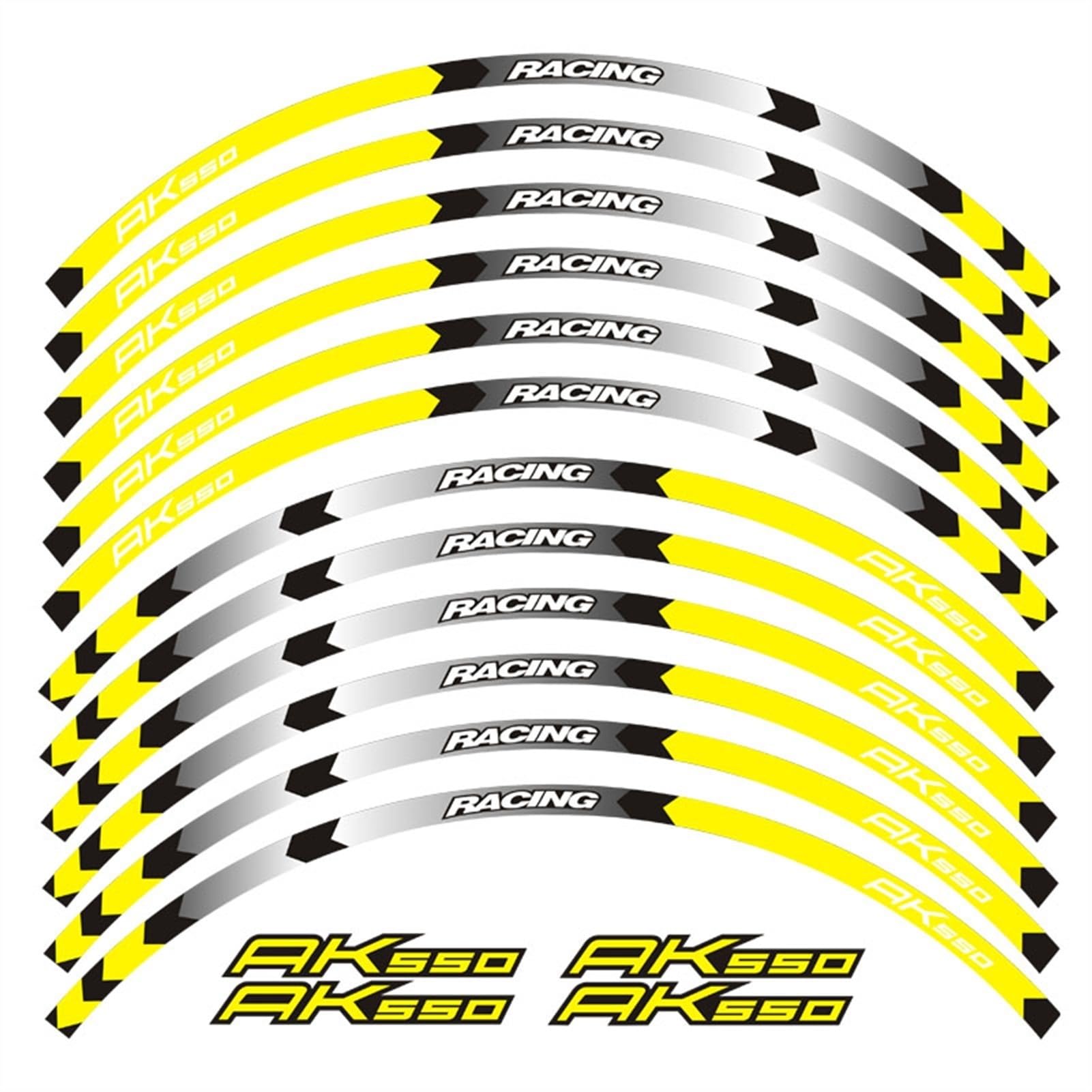 Motorcycle Reflective Wheel Rim Stripe Sticker Front Rear Full Set Decal for KYMCO AK550 Ak 550 Decorative(Color13)
