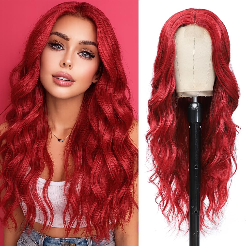 Photo 1 of HMHIFI 26" Long Wavy Red Wig