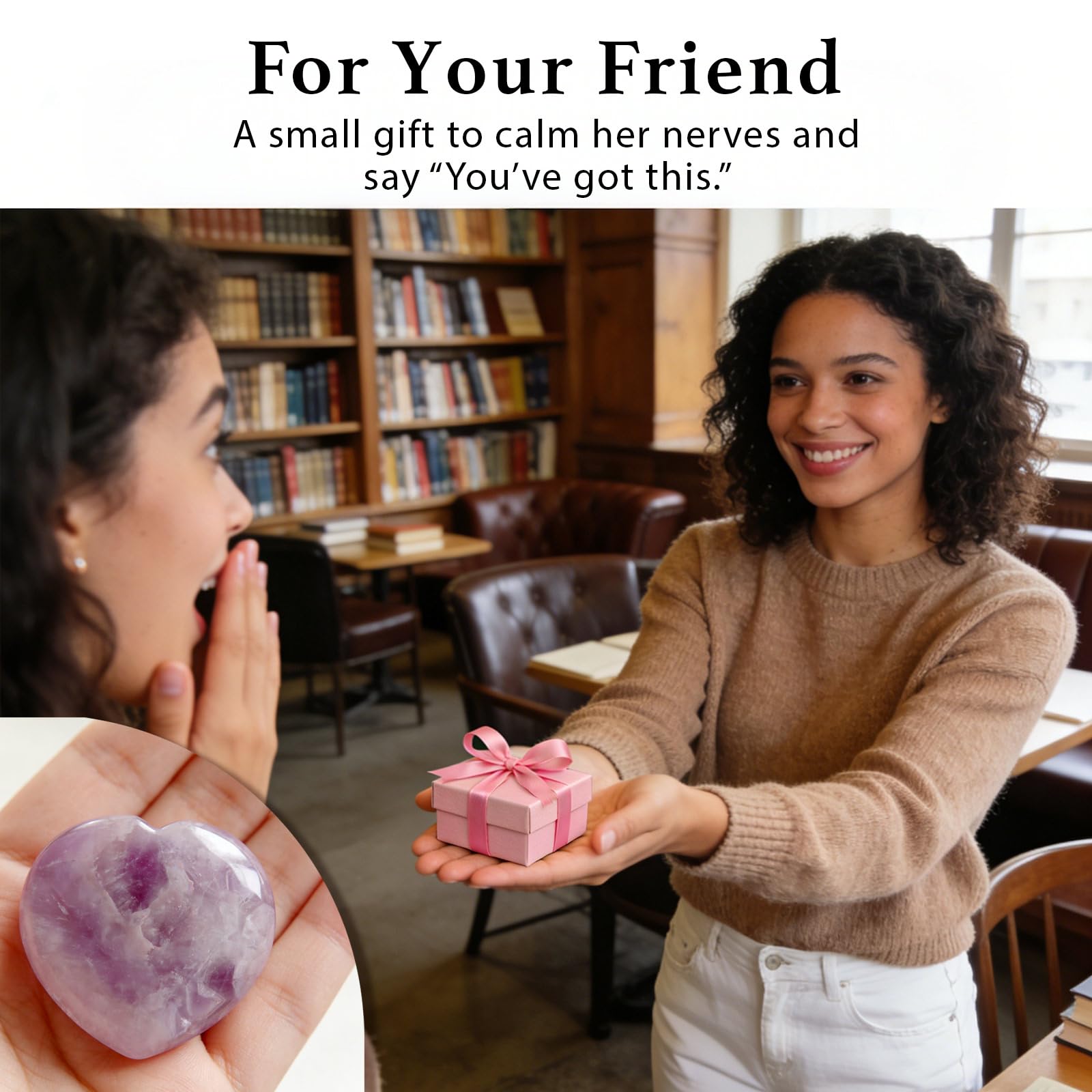 Anxiety Support Gift for Women - Amethyst Crystal Worry Stone, Stress Relief Thumb Stone, Thinking of You Comfort Gift, Inspirational Keepsake for Friends Family & Loved Ones (Amethyst)