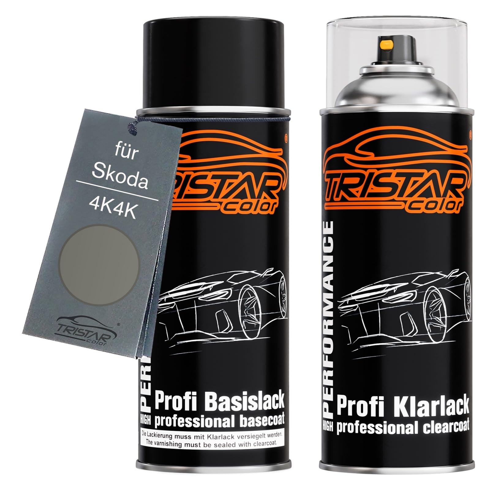 TRISTARcolor Car paint Spray can set for Skoda 4K4K Cappuccino Beige Metallic/Cappuccino Metallic Base coat clear coat spray can 400ml