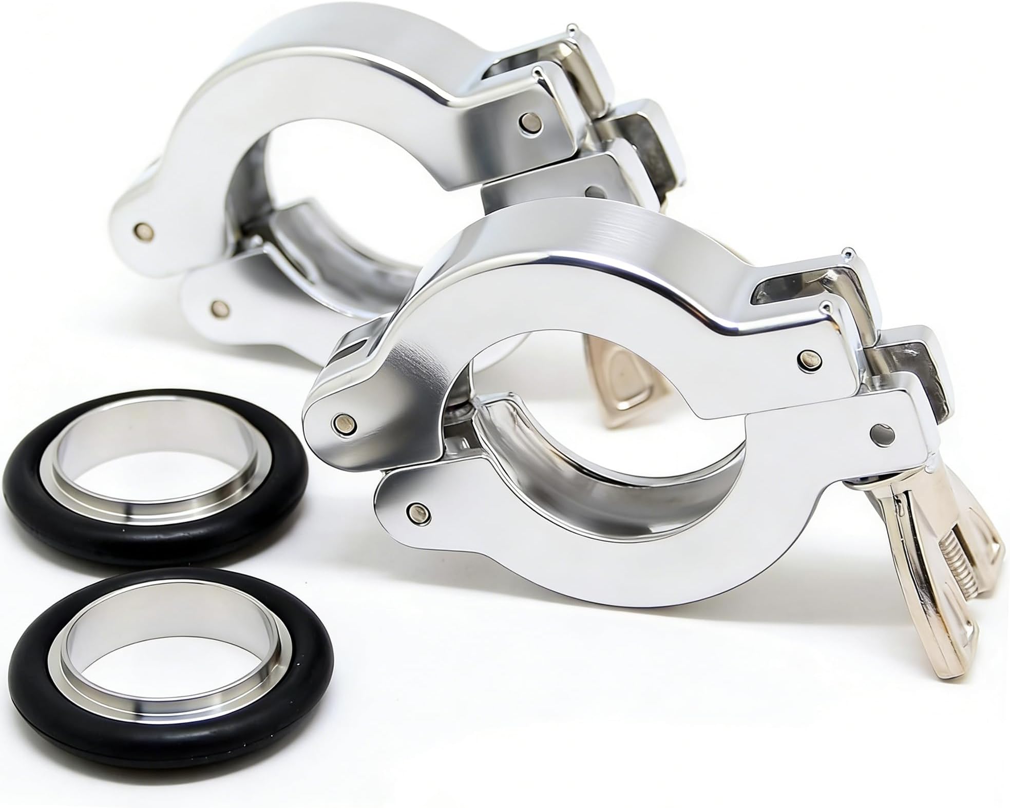 KF-16 Aluminium Wing Nut Hinge Clamp with FKM Viton O-Ring and SS304 Center Ring, 2 Pack