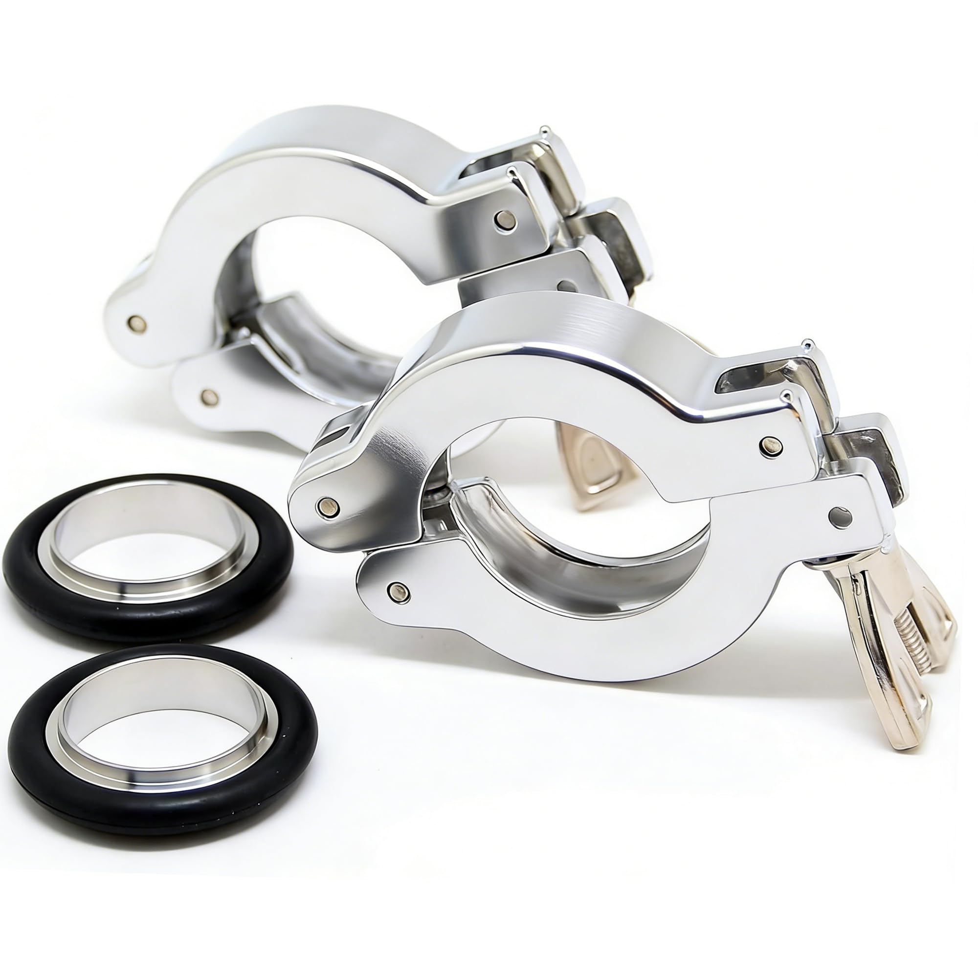 QiiMii KF-16 Aluminium Wing Nut Hinge Clamp with FKM Viton O-Ring and SS304 Center Ring, 2 Pack