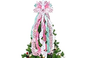 Pastel Christmas Tree Topper Large Pink Bow