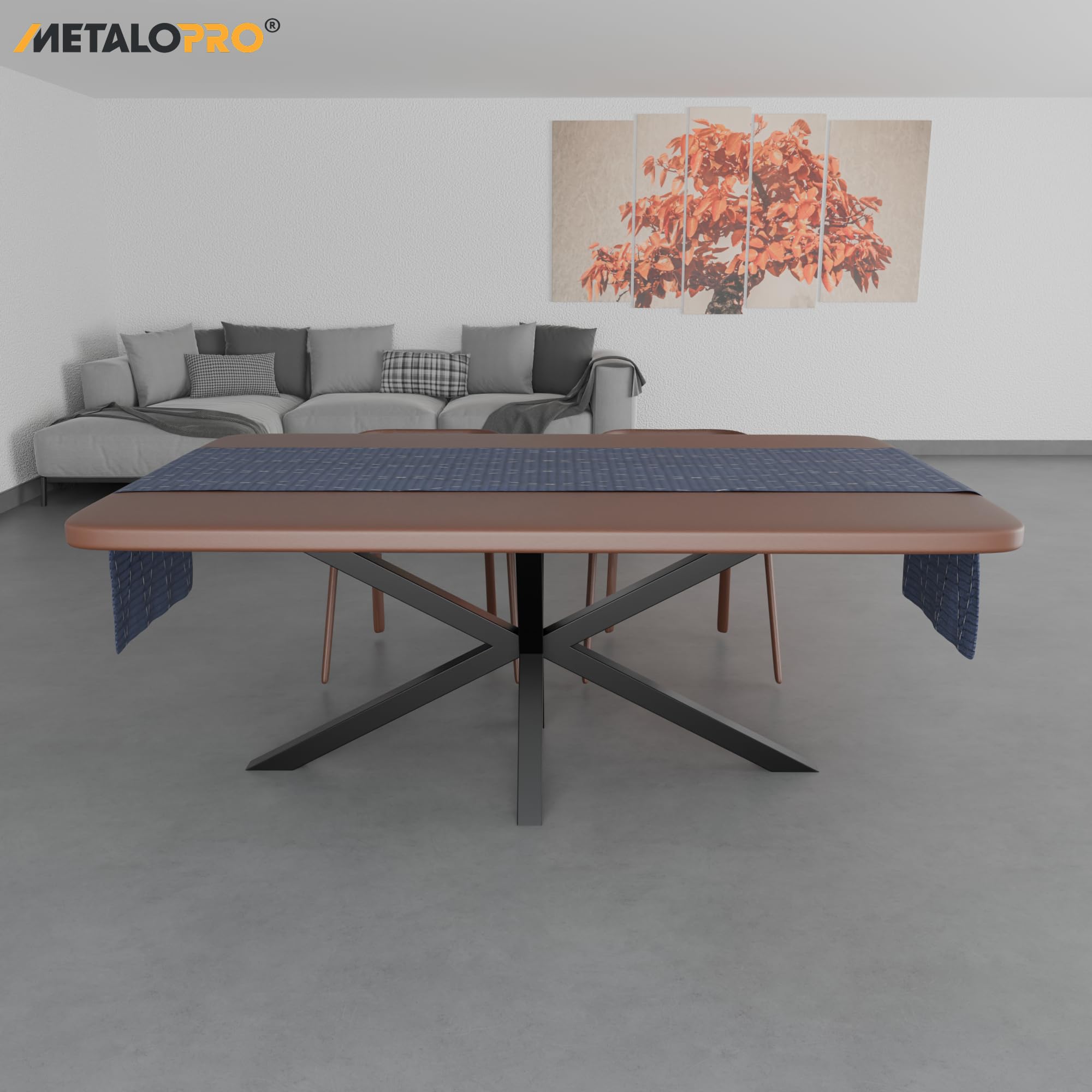 Tischbein – Acamar Frame | Modernes spinnenförmiges Metall-Tischgestell | Schwarzes Stahlgestell im Industrie-Stil für Esszimmer und Büro | 160x70x74 cm