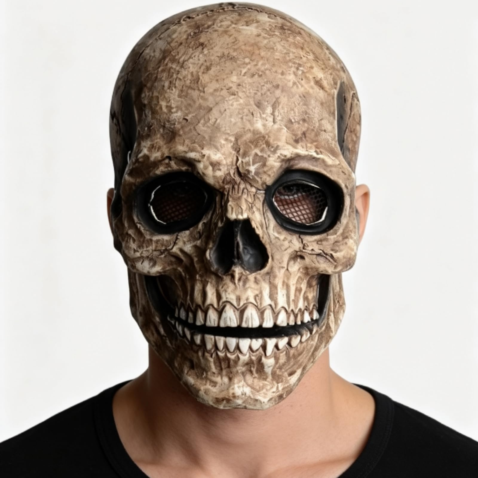 XUDUOO Halloween Skull Mask Men, Scary Latex Full Head Mask With Moving Jaw