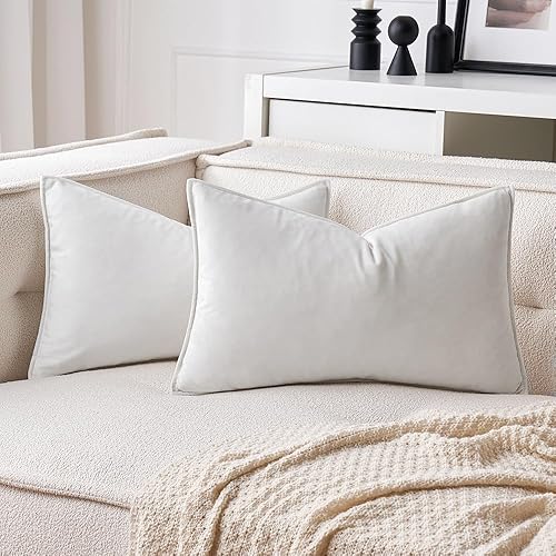MIULEE - Paquete de 2 fundas de almohada decorativas de terciopelo suave, fundas de cojín cuadradas sólidas para sofá, dormitorio, automóvil, 12 x