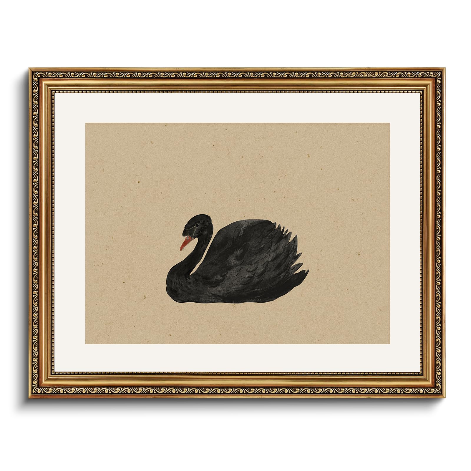 VIYYIEA Gold Framed Black Swan Wall Art Wildlife Canvas Print, 16×20 Inch — image 1