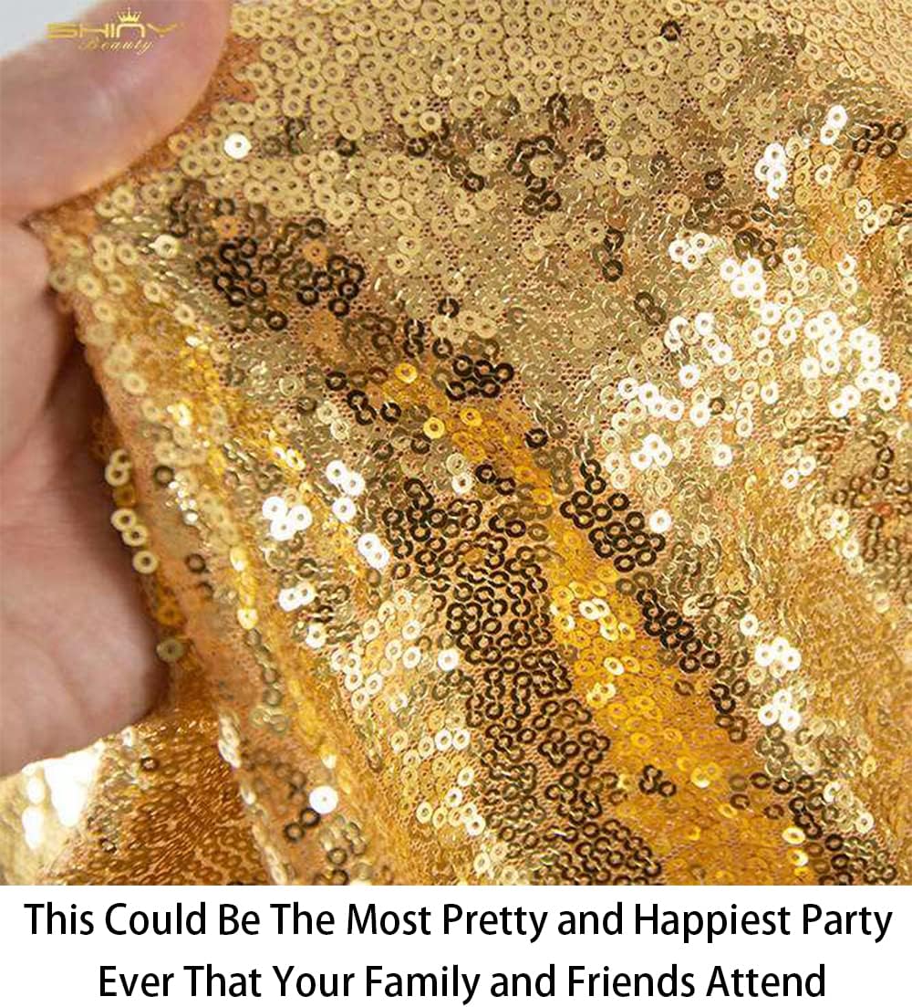 ShinyBeauty Gold Sequin Fabric Bolt (15 Feet 5 Yards)