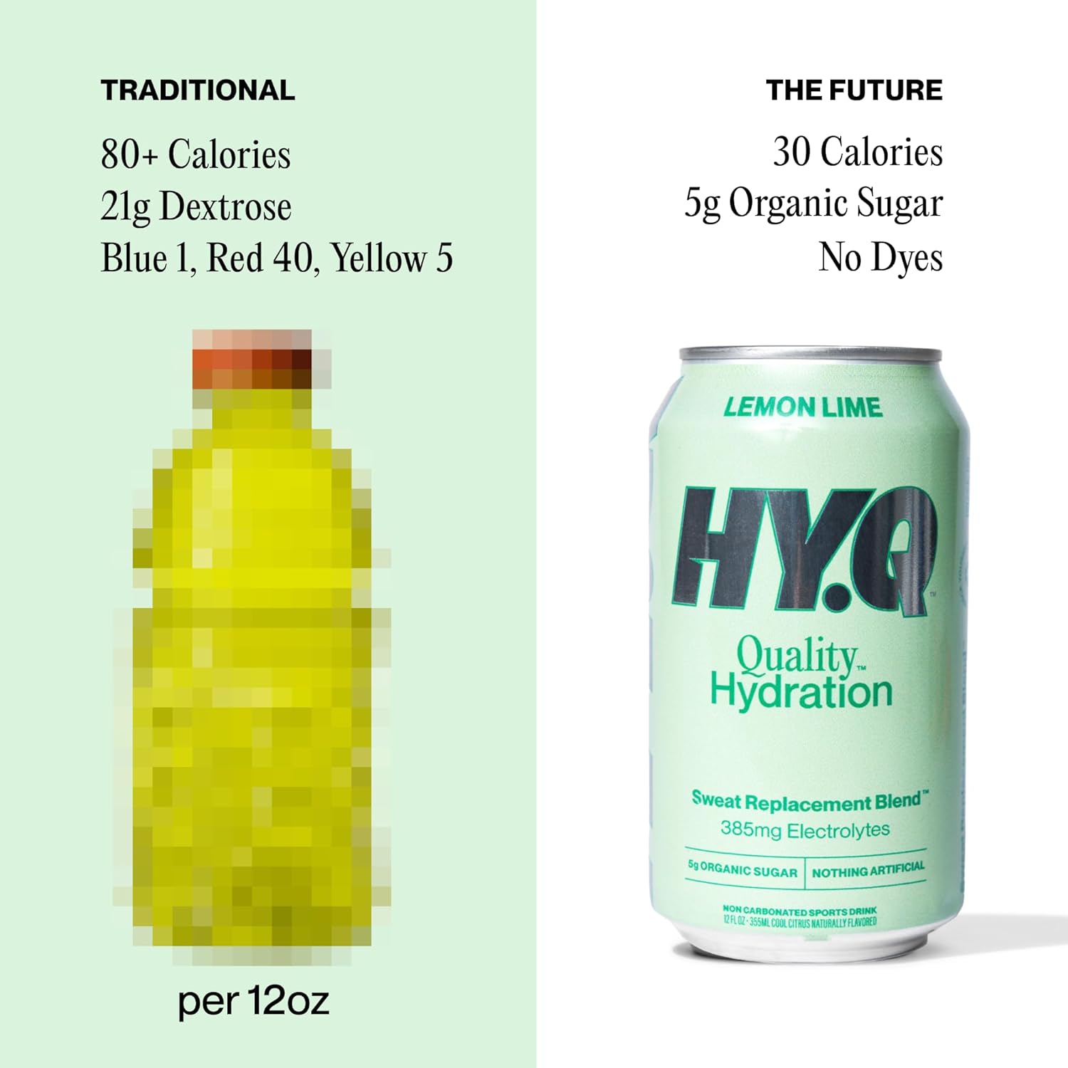 HY.Q Hydration Drink, Lemon Lime, 12 fl oz (12-Pack) Canned Sports Drink, Quality Ingredients for Hydration, Sweat Replacement Electrolytes, Non-Carbonated Flavored Electrolyte Beverage - Image 5