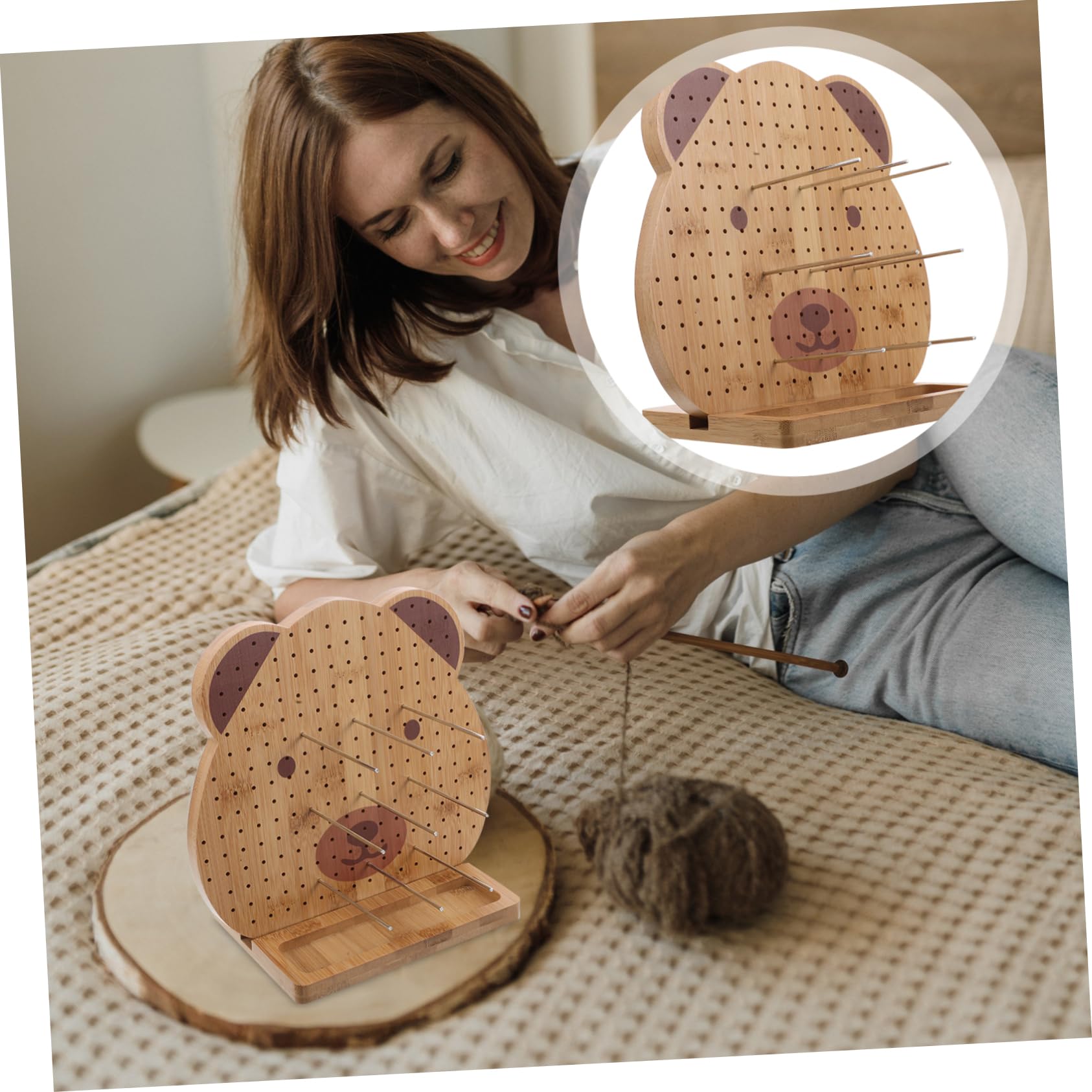 Tabla de Bloqueo de Madera con Alfileres Robusta y Práctica para Proyectos de Crochet y Tejido Adecuado para Manualidades de Ganchillo
