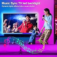 Vista 2 de LED Lights for TV 16.4ft LED Light for 45-75 Inch TVs RGB Lights Backlight Behind Music Sync Bluetooth APP and Remote Control TV LEDs Strip USB