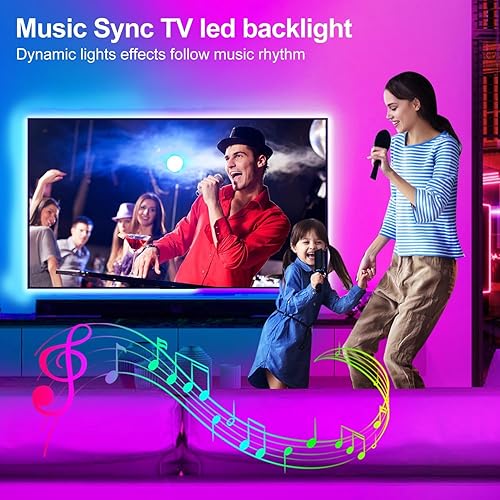 Miniatura 2 de Luces LED para TV, luz LED de 16.4 pies para televisores de 45 a 75 pulgadas, luces RGB retroiluminadas detrás de sincronización de música,