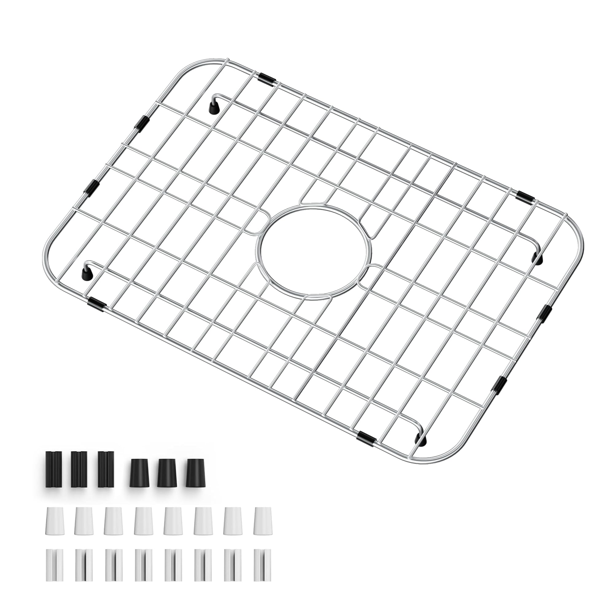 Grille d'évier de cuisine en acier inoxydable brossé au design architectural épuré