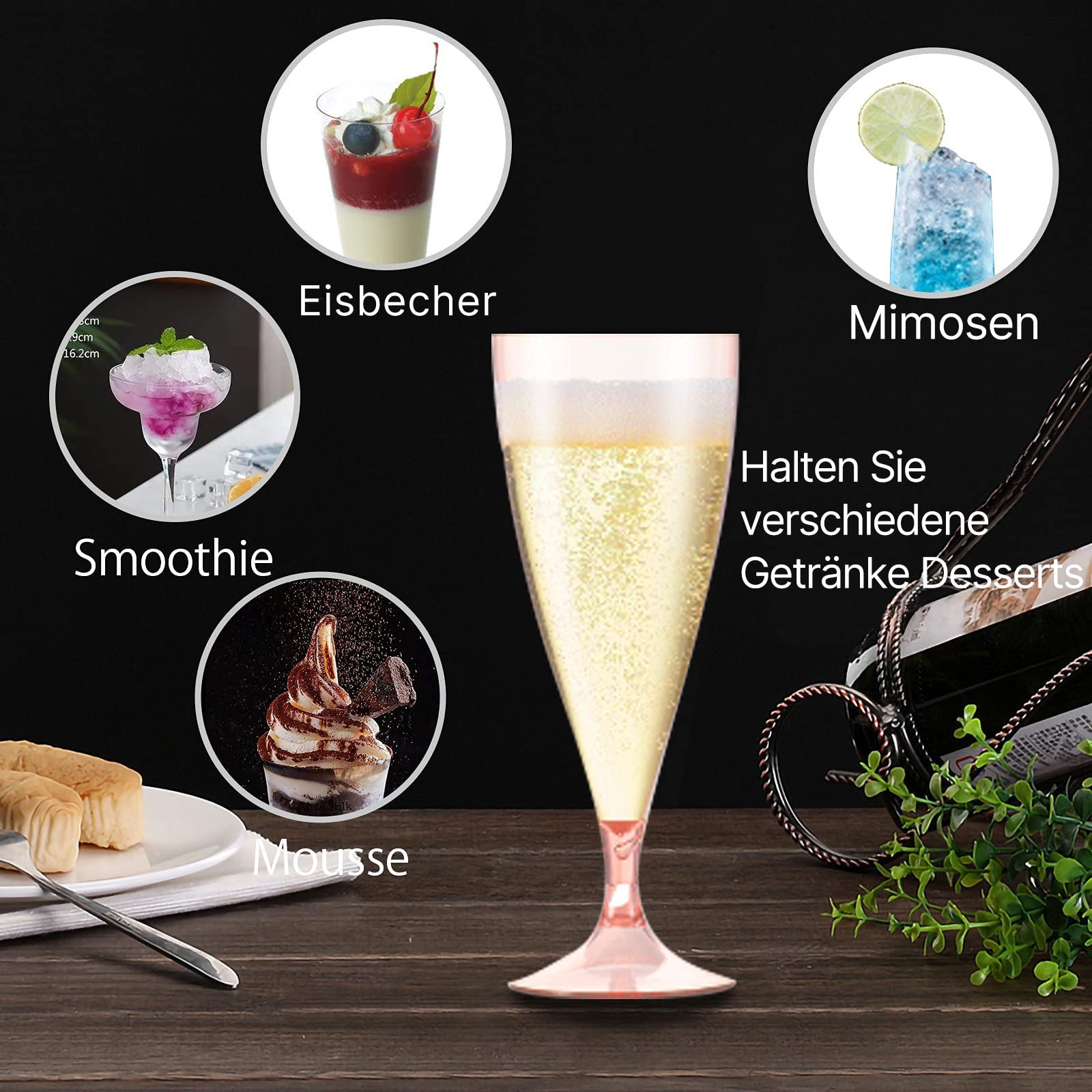 Set Da 5 Bicchieri Da Vino In Plastica Infrangibile Da Viaggio - Calici Portatili Con Bottiglia E Scolapiatti, Per Campeggio Picnic Feste, Rosa, Capacità 170 Ml - 4