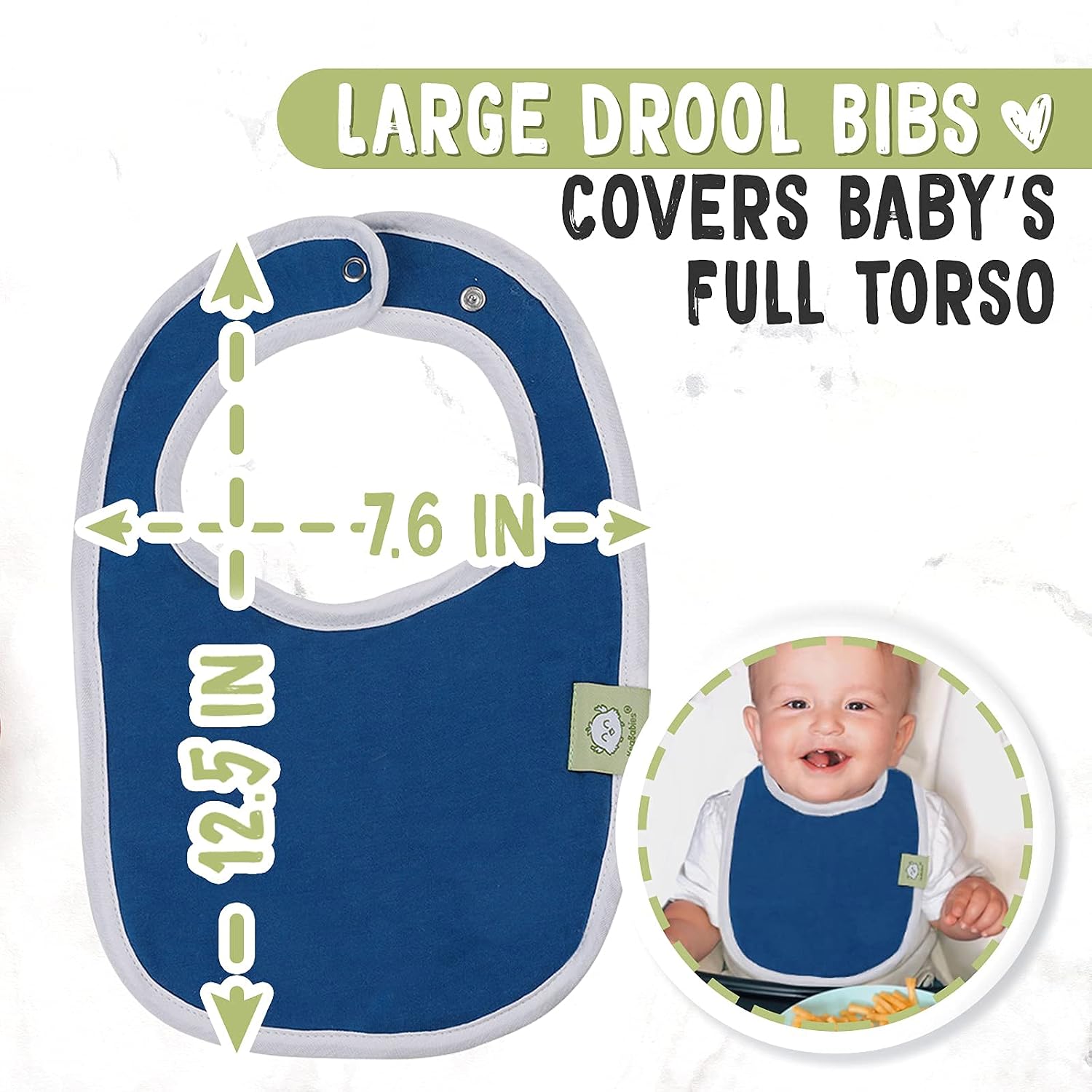 Baby Food Containers and Baby Bibs Bundle - 12-Pack 4 oz Leak Proof Baby Bullet Jars - 8-Pack Organic Cotton Drool Bibs - Perfect Feeding Accessories for Boys, Girls image 3