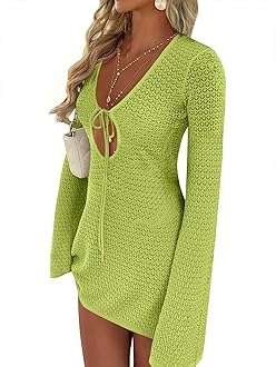 ANRABESS Beach Cover Ups for Women Crochet Swimsuit Bathing Suit Swimwear Bikini Mesh Knit Dress 2025 Summer Vacation Outfits