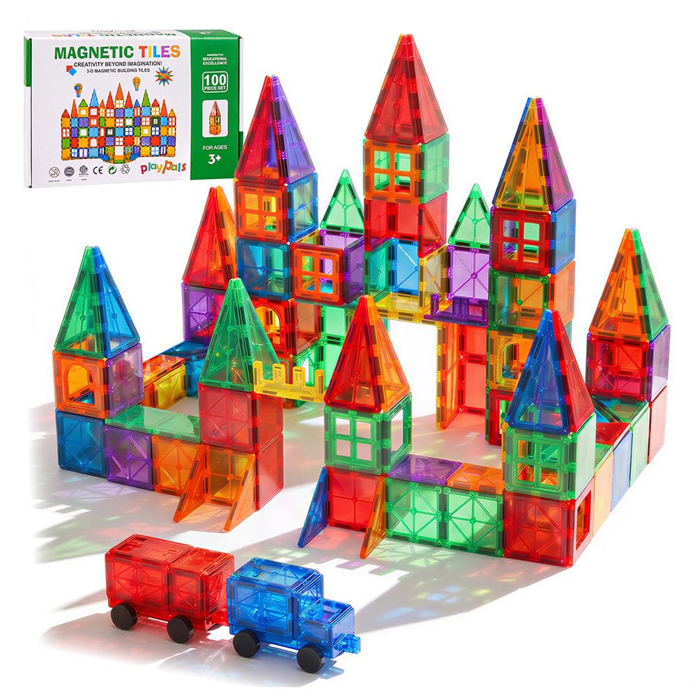 Playpals Magnetbausteine 100 Teile für Kinder ab 3 Jahren, Magnetspielzeug, 3D Konstruktionsspielzeug, Kinder Lernspielzeug, Montessori Bauspielzeug für Jungen und Mädchen | Bauspielzeug, Für Kinder ab 3 Jahren, Kinder Lernspielzeug, Montessori Bauspielze