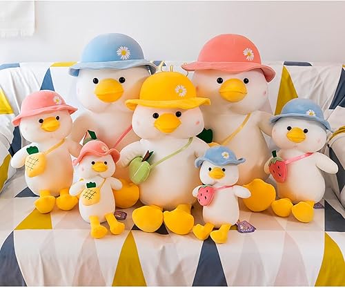 Miniatura 7 de Peluche de pato de peluche con bolsa de fresa, suave y esponjosa, regalo de cumpleaños y Navidad para bebés, niñas y niños, amarillo, 17.7 pulgadas