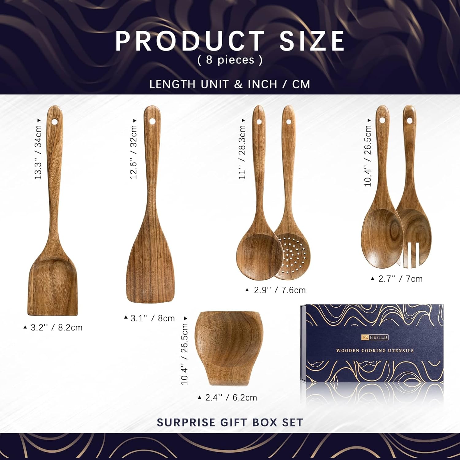 Wooden Spoons for Cooking, Nonstick Cooking Utensil Set with 6 Piece Acacia Wooden Spatulas and Spoons, as well as a Extra Whole Wood Spoon Rest, Terrific for Everyday Kitchen Tasks
