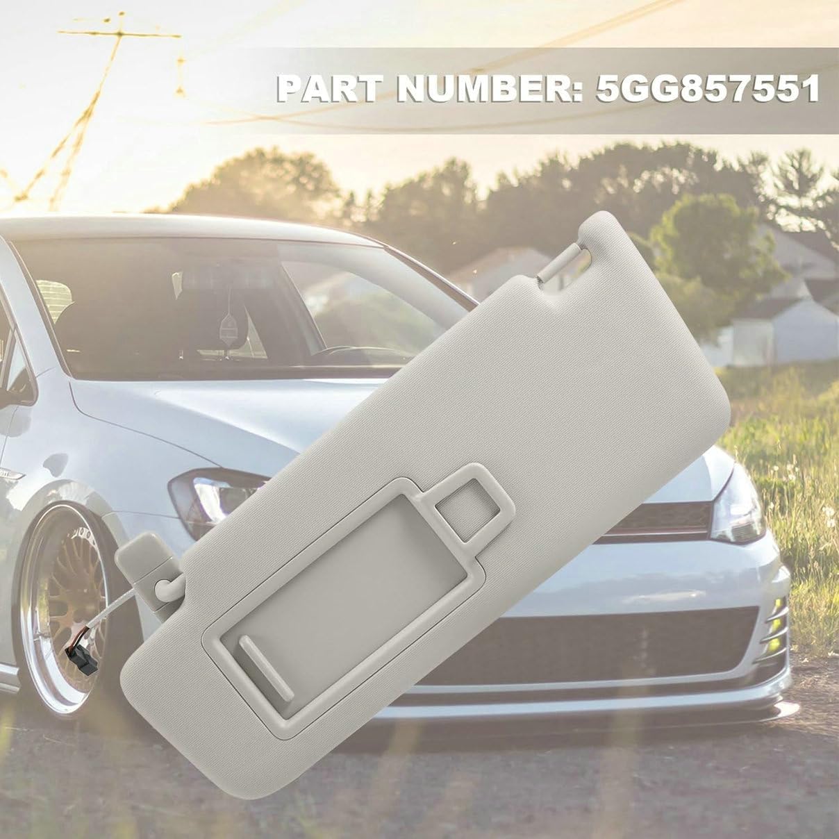 Front Sun Visor with Makeup Mirror Compatible for VW Volkswagen Golf MK7 2013-2017,Passat B8 Sports Van 2016-2021,T-Cross T-ROC CC 2018-2020,Jetta MK7 2019-2021,Gray (Left Driver Side)