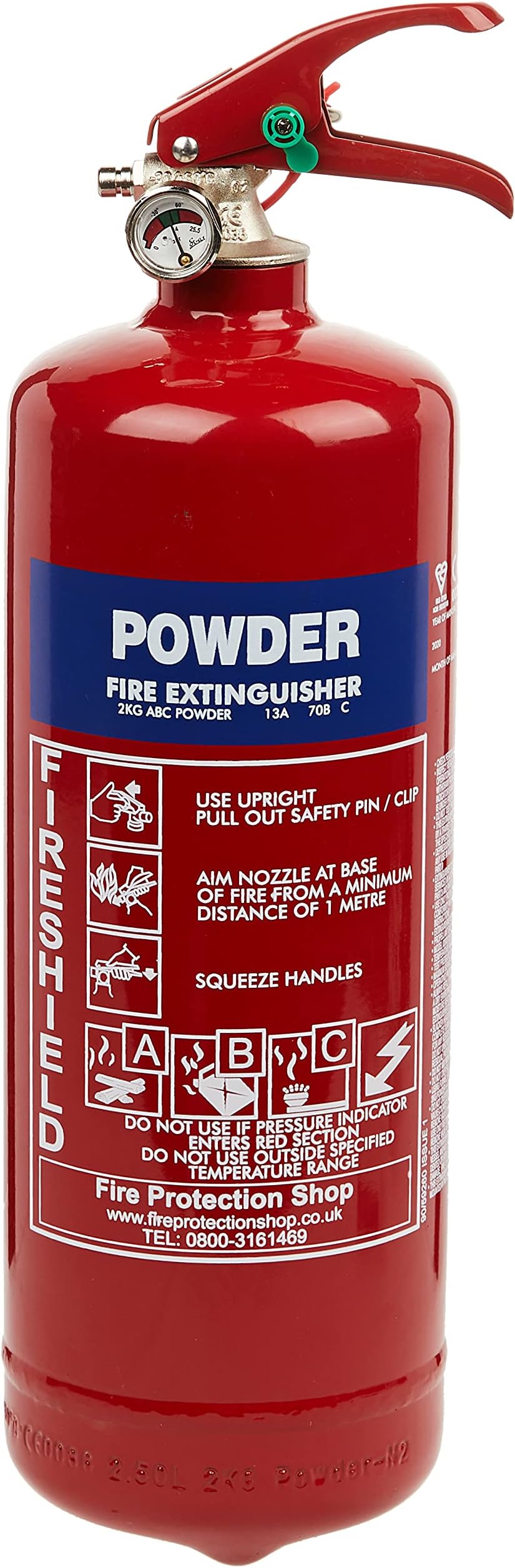 Multi Purpose Fire Extinguisher - 2KG ABC Dry Powder Extinguisher FireShield PRO
