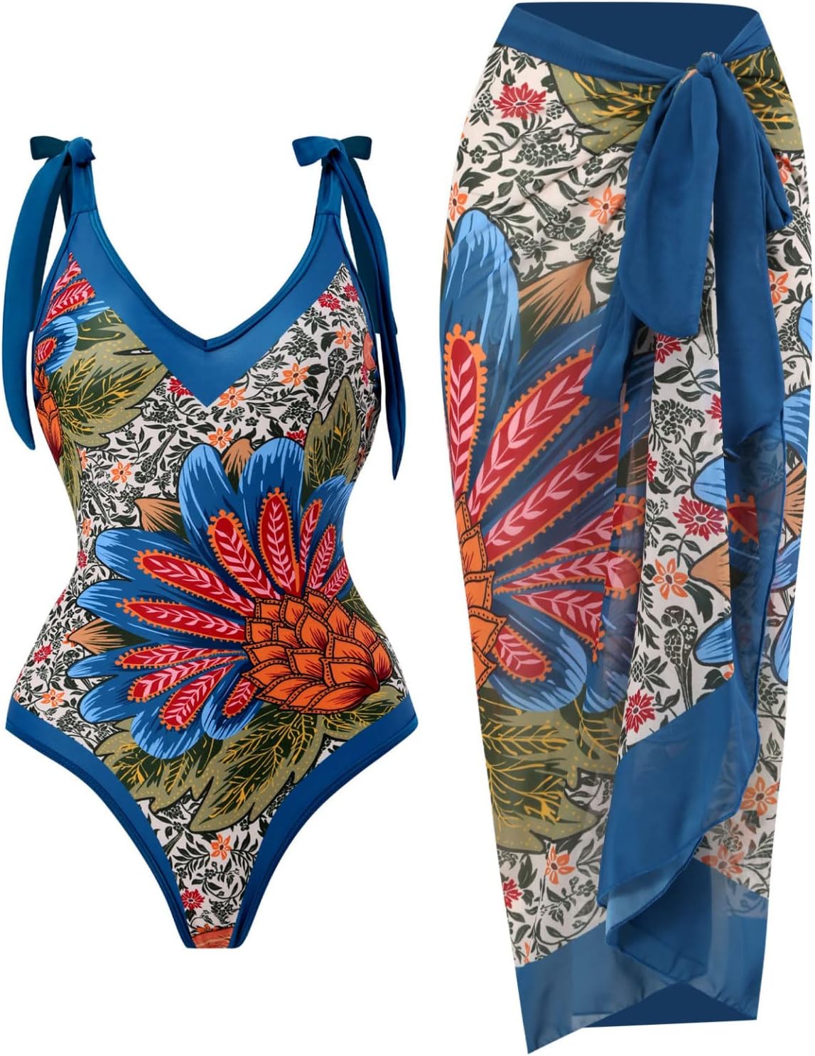 [Shiyato] 水着ワンピース レディース 2点セット オールインワン S～XL モノキニ セクシー おしゃれ 露出控えめ 女性