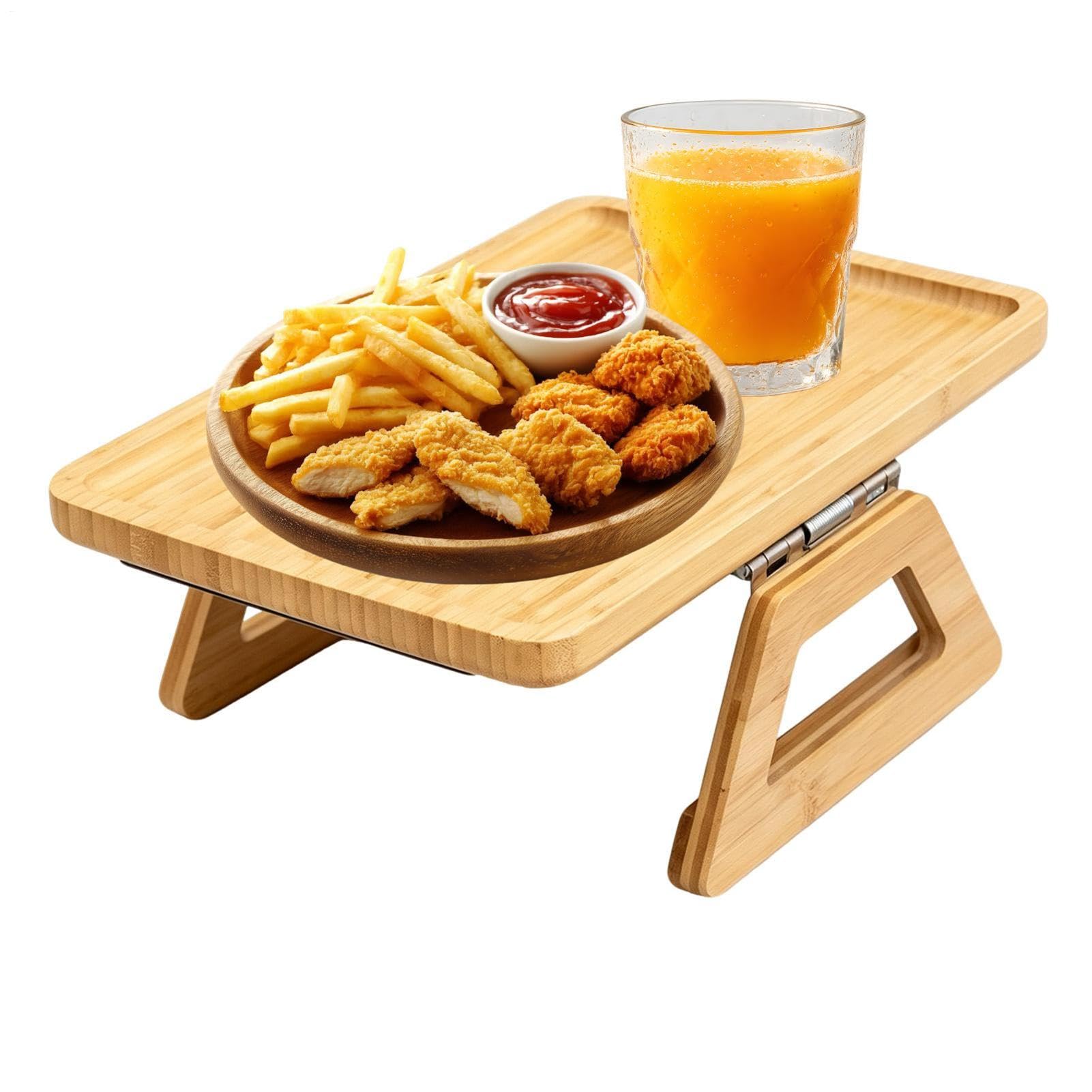 Plateau porte-gobelet pliable en bois pour canapé, chaise, table