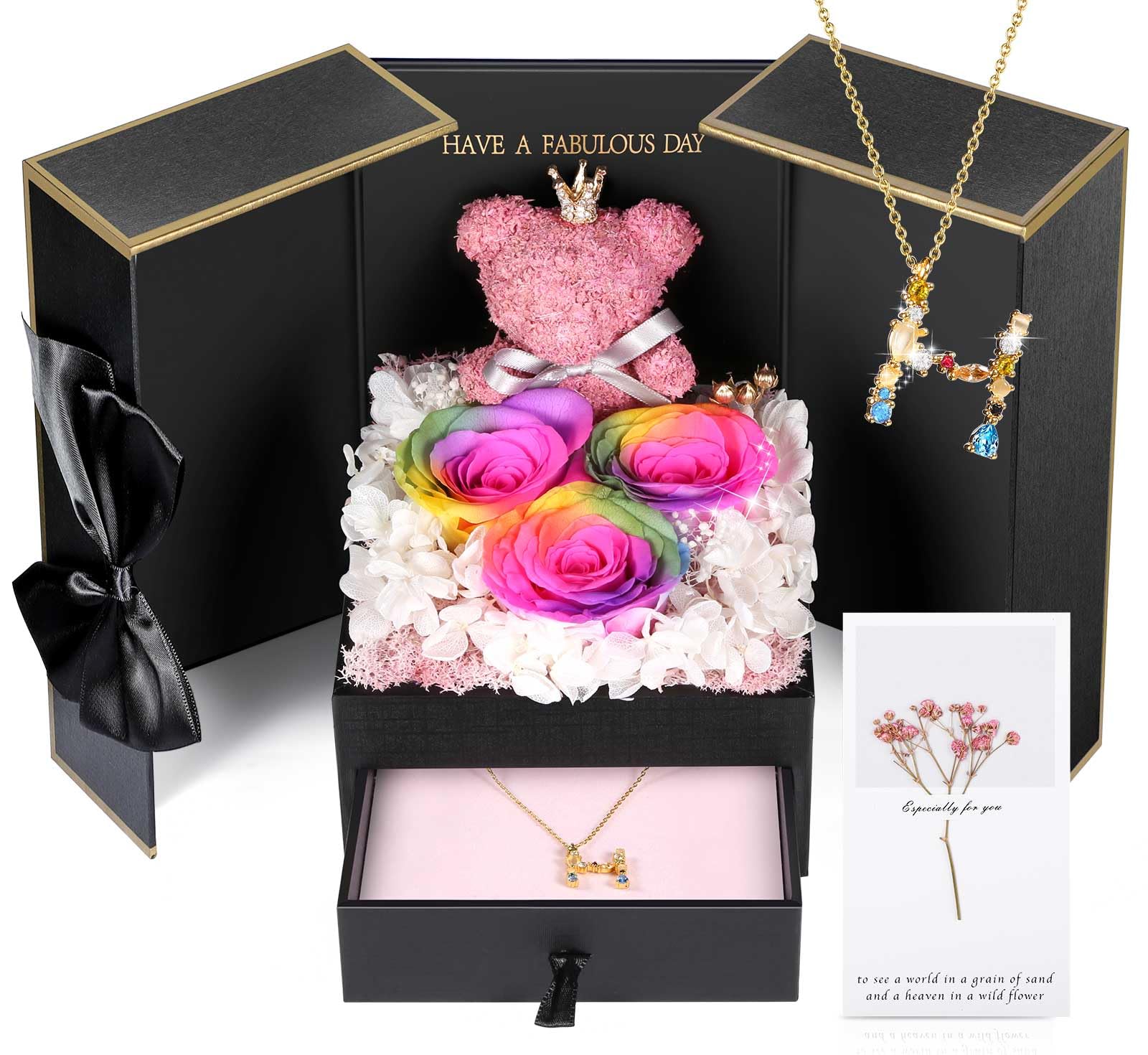 ADDWel Preserved Rose with Necklace
