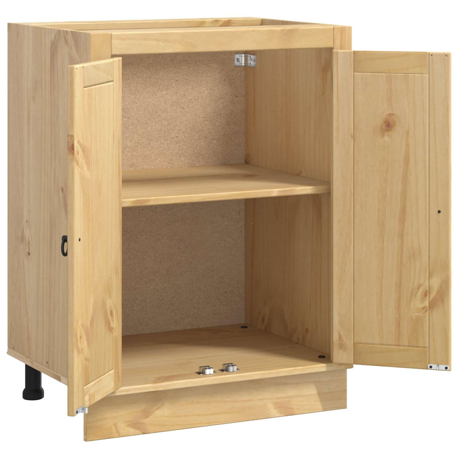 Schrank mit Regal Honig 60 x 46 x 81,5 cm Massives Kiefernholz Schränke und Aufbewahrungsmöglichkeiten Model42007559
